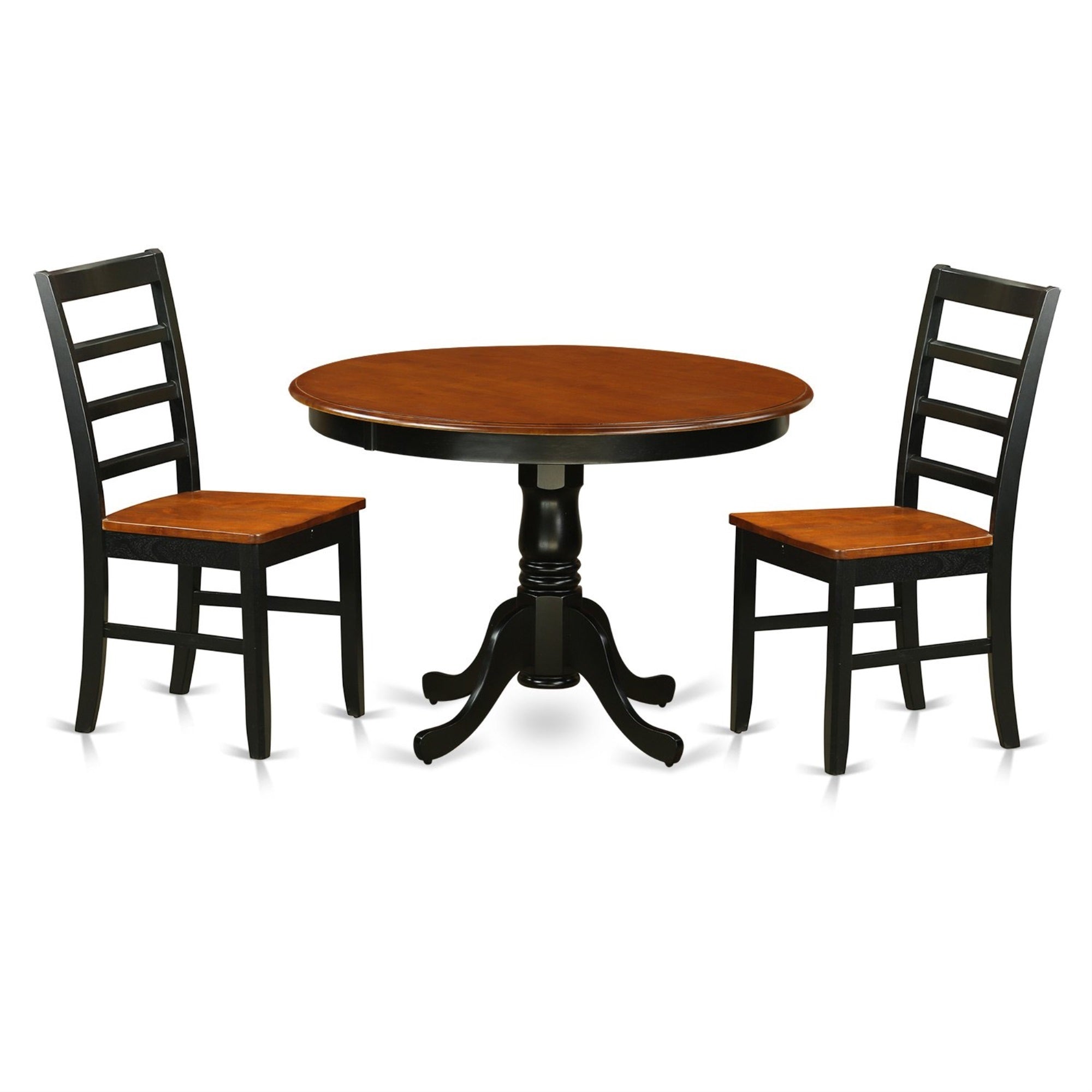 Casafoyer Hlpf3-Bch-W 3 Piece Dining Table Set For Small Spaces Contains A Round Dining Room Table With Pedestal And 2 Wood Seat Chairs, 42X42 Inch, Black & Cherry