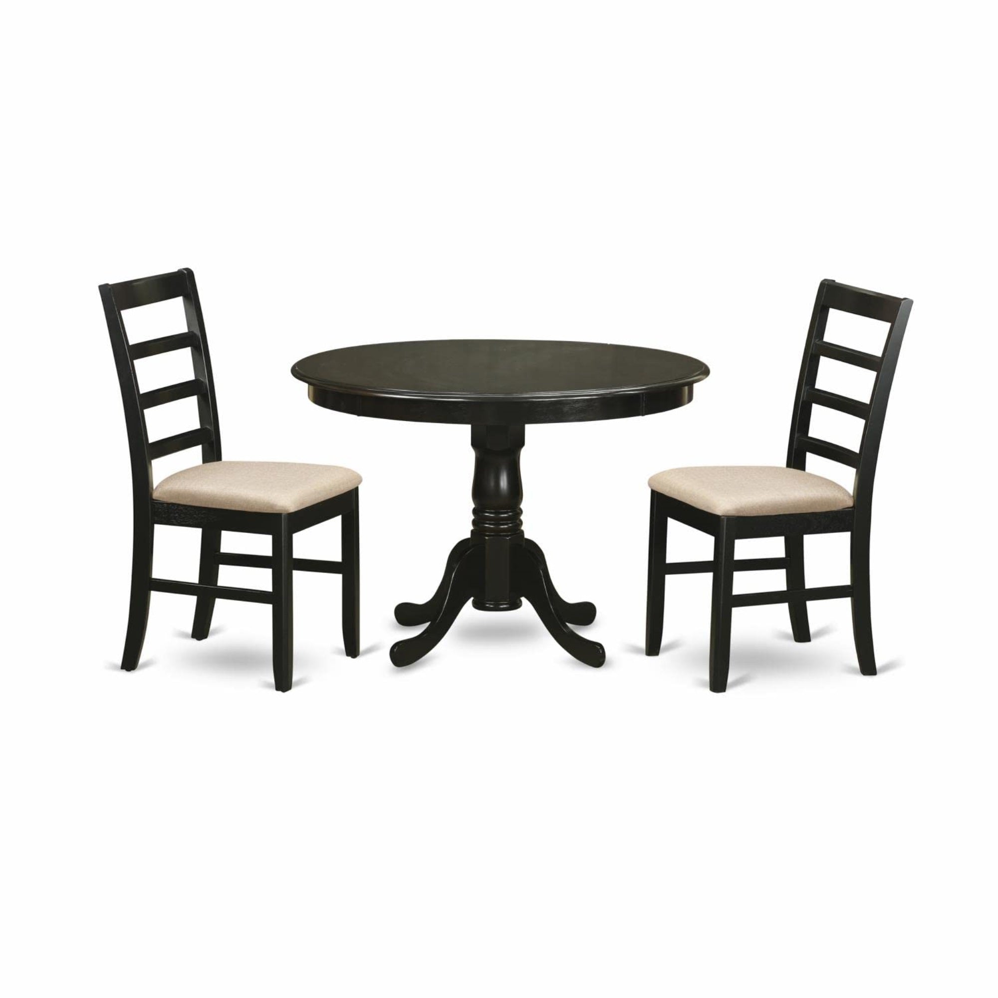 Casafoyer Hlpf3-Cap-C 3 Piece Dining Room Furniture Set Contains A Round Kitchen Table With Pedestal And 2 Linen Fabric Upholstered Dining Chairs, 42X42 Inch, Cappuccino