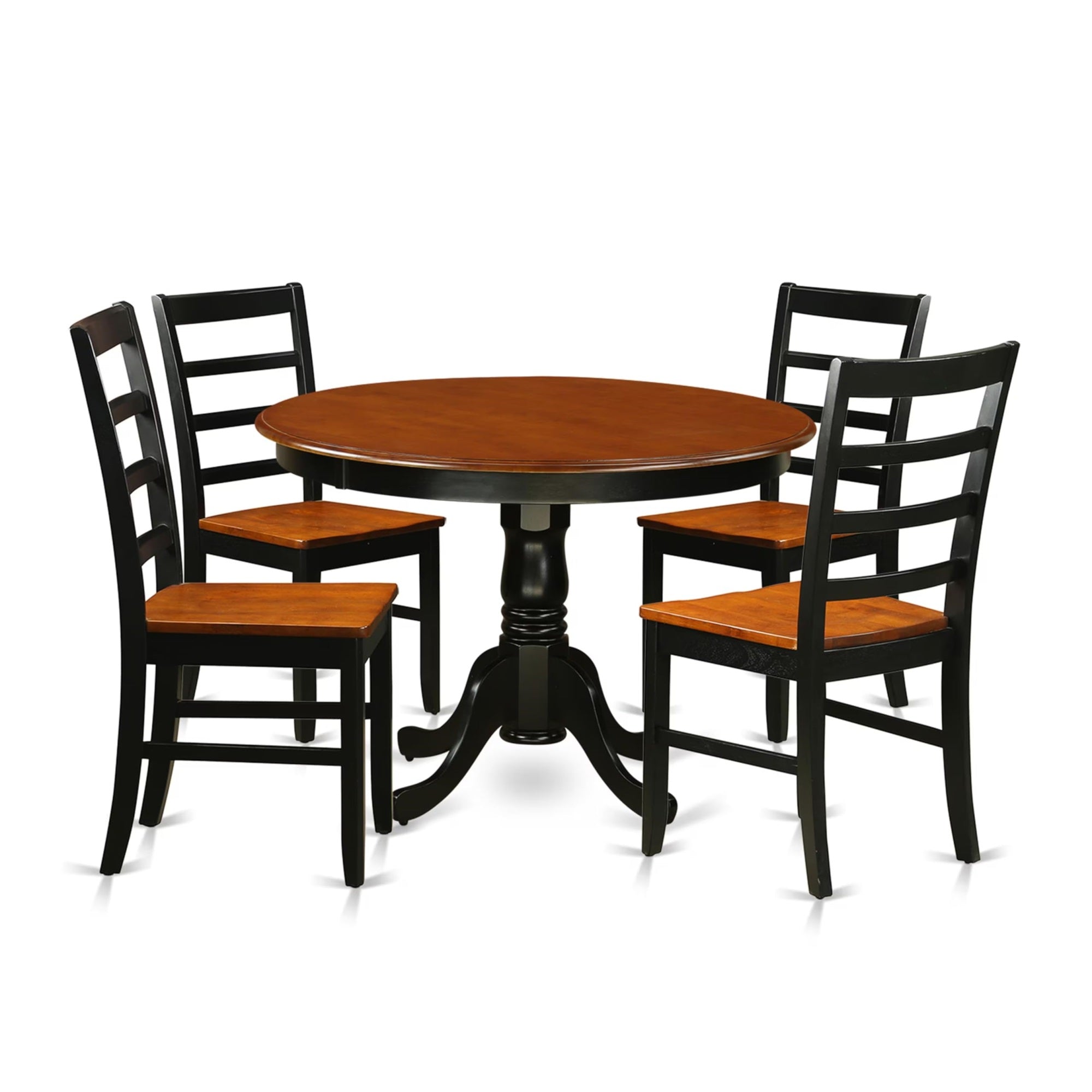 Casafoyer Hlpf5-Bch-W 5 Piece Dining Room Furniture Set Includes A Round Dining Table With Pedestal And 4 Wood Seat Chairs, 42X42 Inch, Black & Cherry