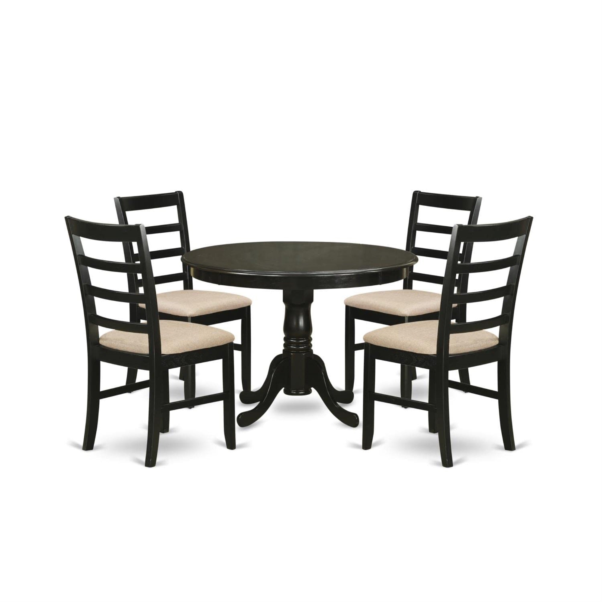 Casafoyer Hlpf5-Cap-C Hartland 5 Piece Dinette Set For 4 Includes A Round Room Table With Pedestal And 4 Linen Fabric Kitchen Dining Chairs, 42X42 Inch