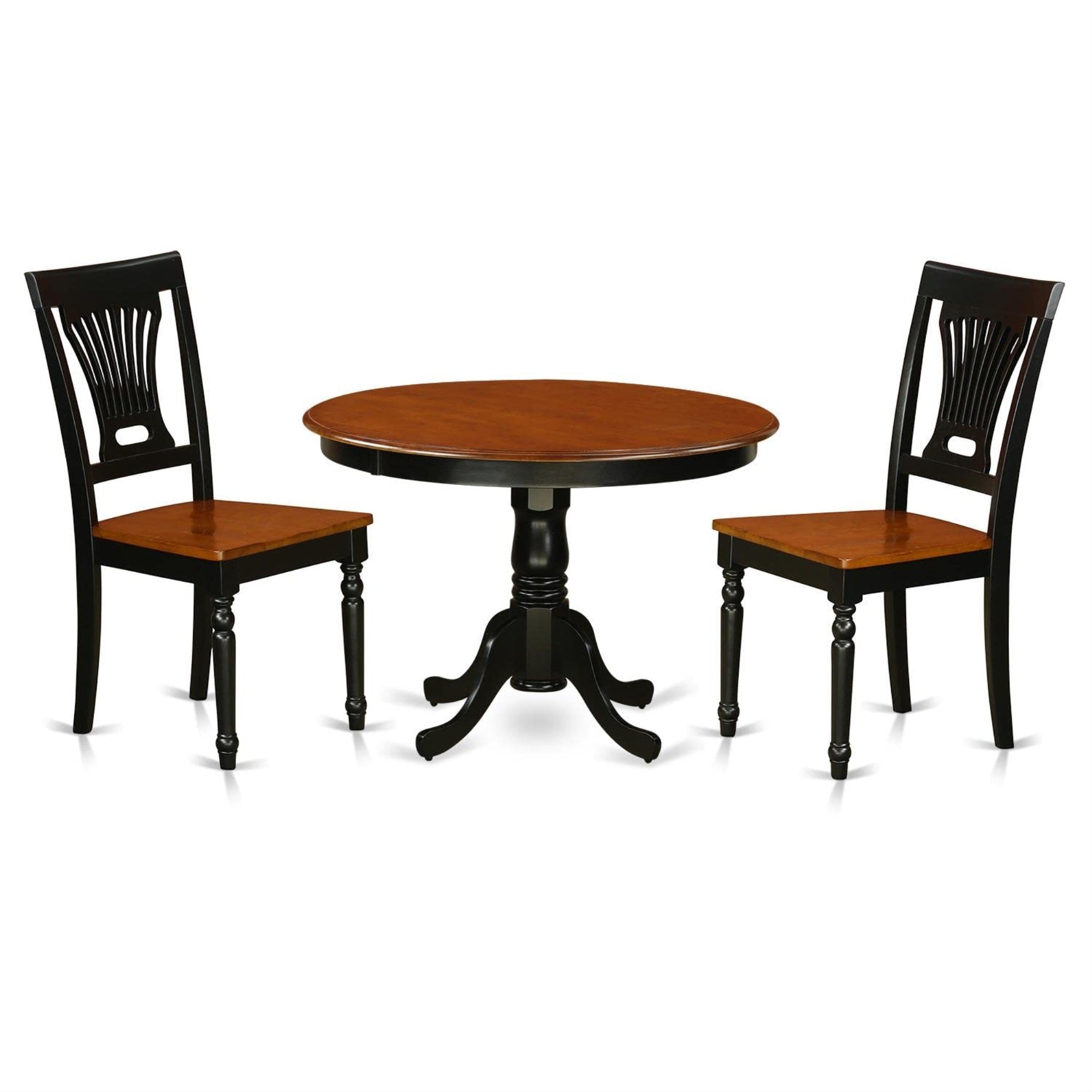Casafoyer Hartland 3 Piece Kitchen Set Contains A Round Table With Pedestal And 2 Dining Room Chairs, 42X42 Inch, Black & Cherry