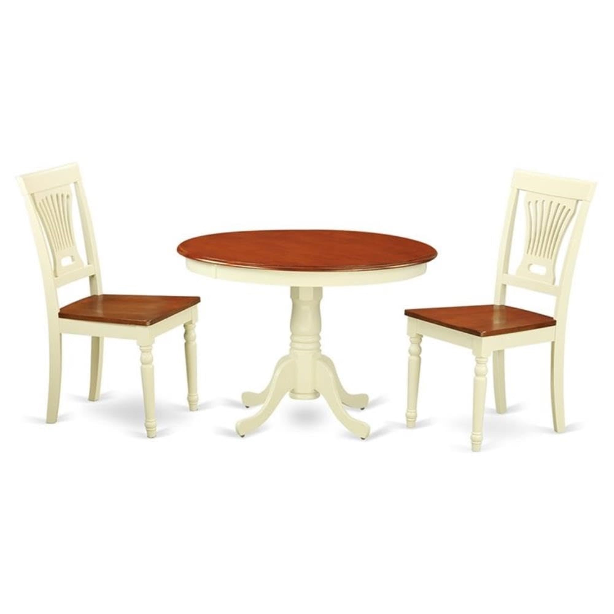 Casafoyer Hlpl3-Bmk-W Hartland 3 Piece Room Set Contains A Round Kitchen Table With Pedestal And 2 Dining Chairs, 42X42 Inch
