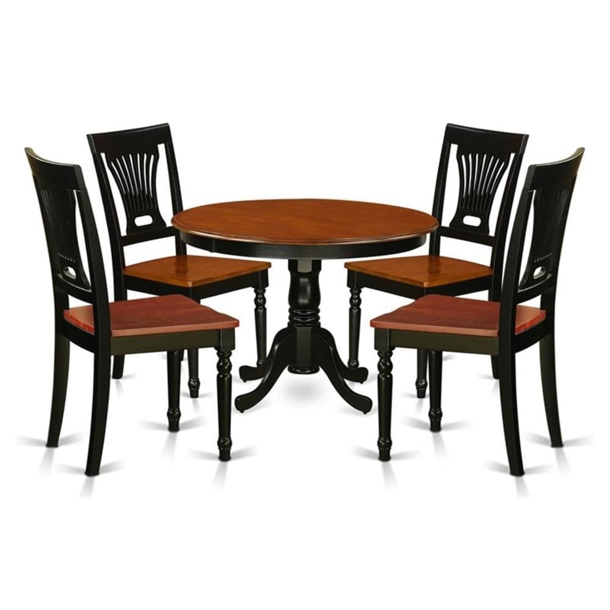 Casafoyer Hlpl5-Bch-W 5 Piece Kitchen Table Set For 4 Includes A Round Dining Room Table With Pedestal And 4 Dining Chairs, 42X42 Inch, Black & Cherry