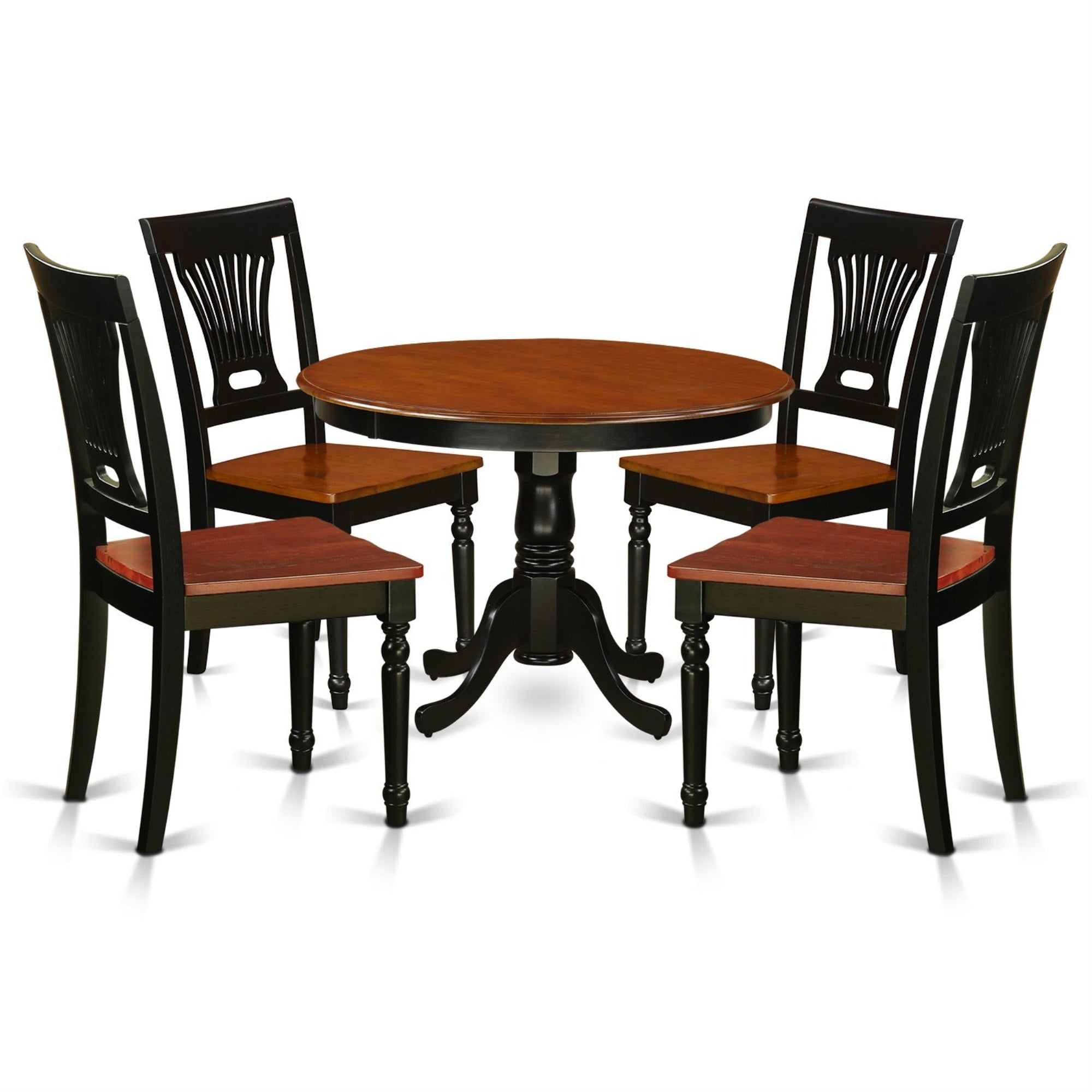 Ergode Hlpl5-Bch-W, 5 Piece Kitchen Table Set, Round Dining Room Table With Pedestal, 4 Dining Chairs, 42X42 Inch, Black & Cherry