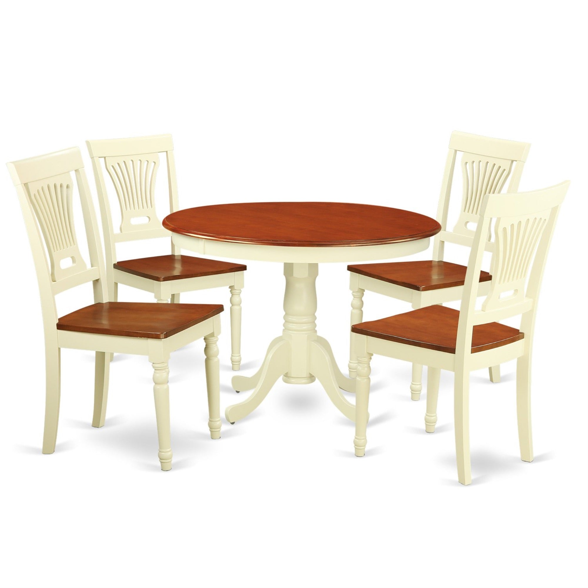 Ergode Hlpl5-Bmk-W, 5-Piece Dining Set, Round Table With Pedestal, 4 Kitchen Chairs, Premium Quality, Easy Assembly, Elegant Design