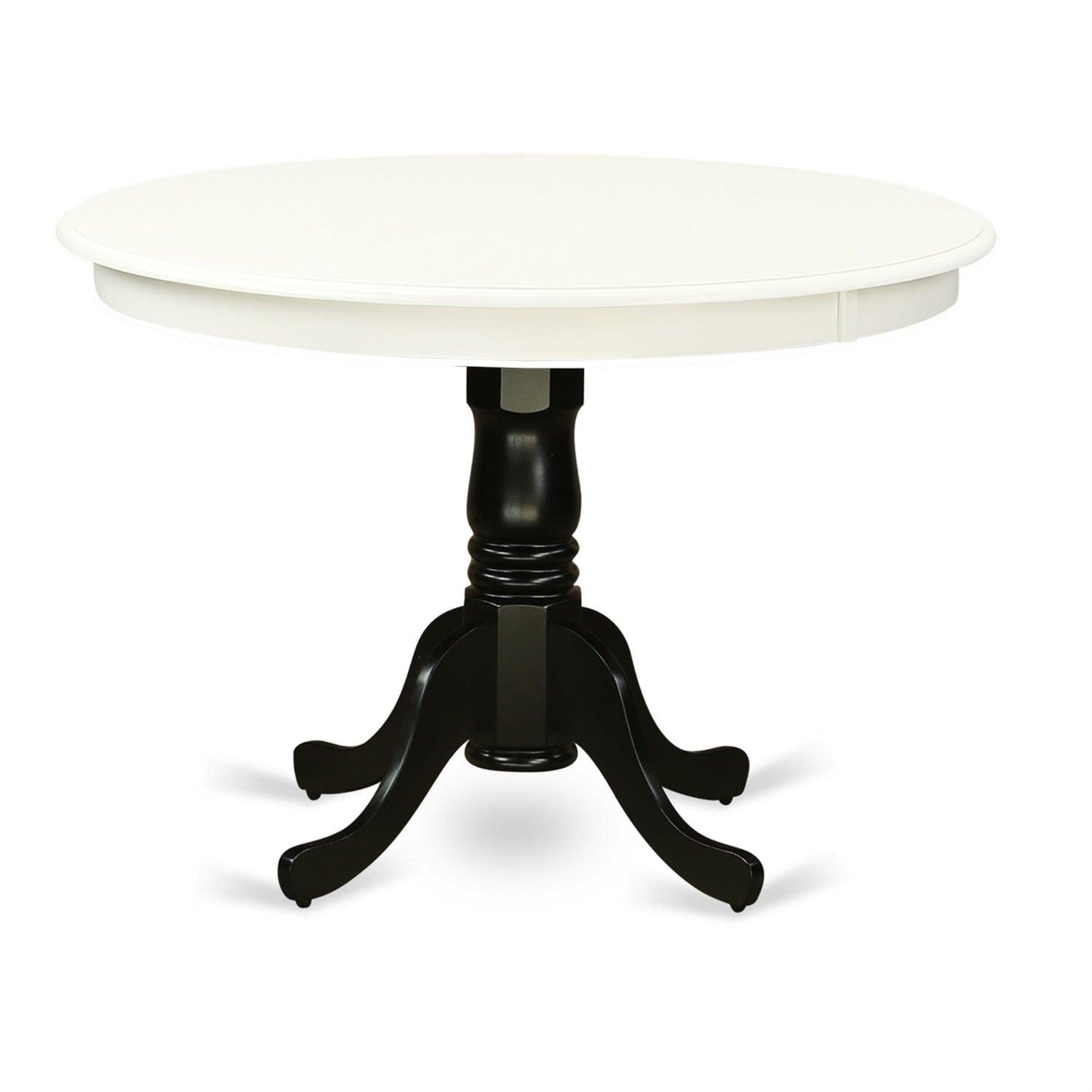 Casafoyer Hlt-Lbk-Tp Hartland Modern Kitchen Table - A Round Dining Table Top With Pedestal Base, 42X42 Inch, Linen White & Black
