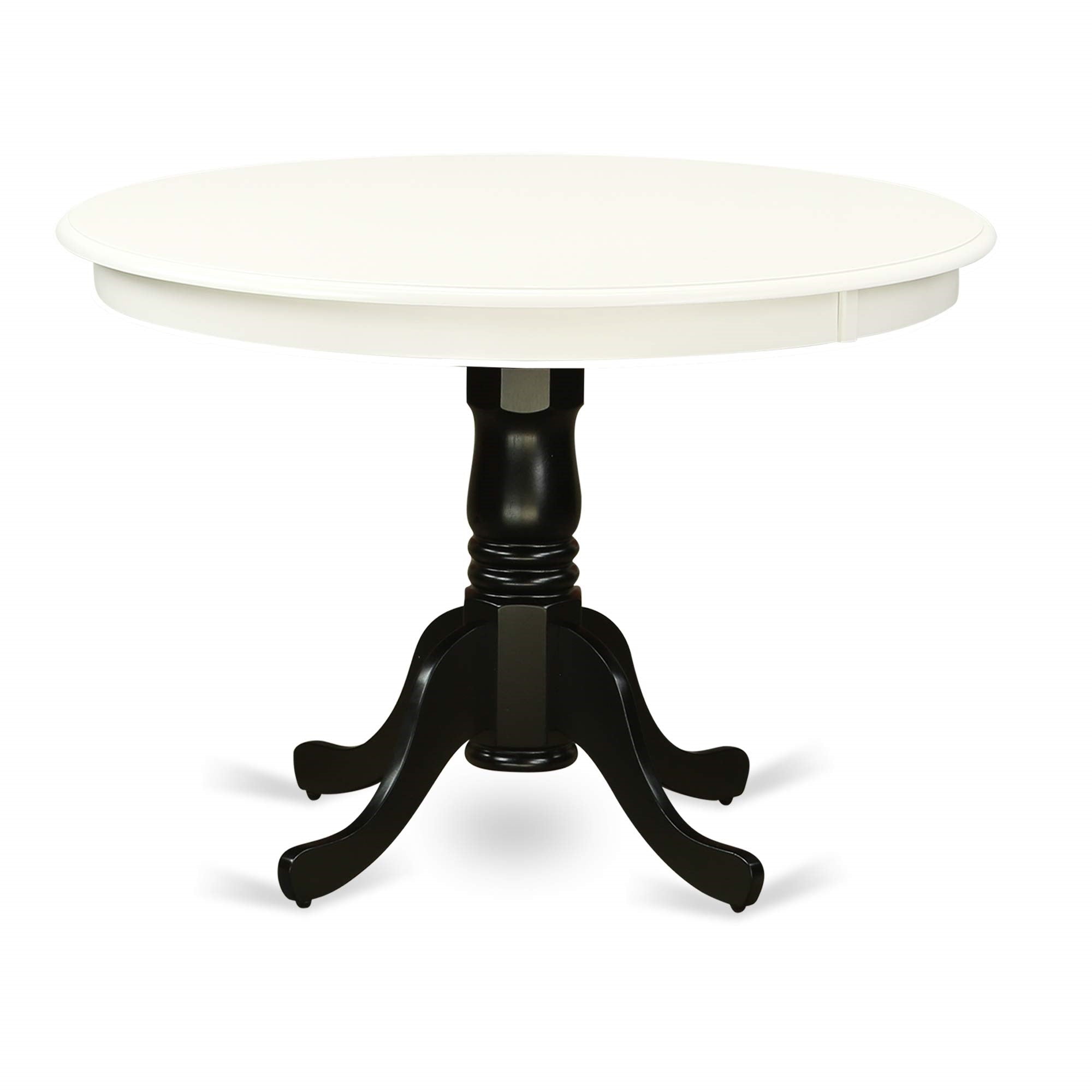 East West Furniture Hlt-Lbk-Tp Hartland Modern Kitchen Round Dining Table Top With Pedestal Base, 42X42 Inch, Linen White & Black