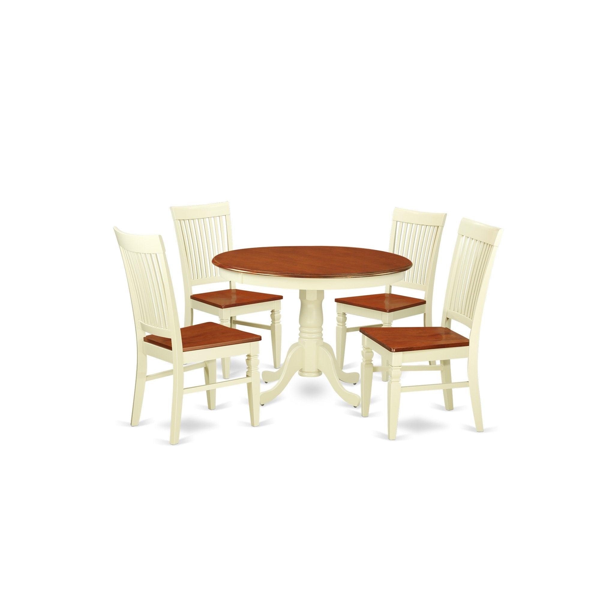 Ergode Hlwe5-Bmk-W, Modern Dining Table Set, 5-Piece Round Kitchen Table With Pedestal And 4 Dining Chairs, High-End Finish, Easy Assembly, Ideal For Home Parties, 42X42 Inch
