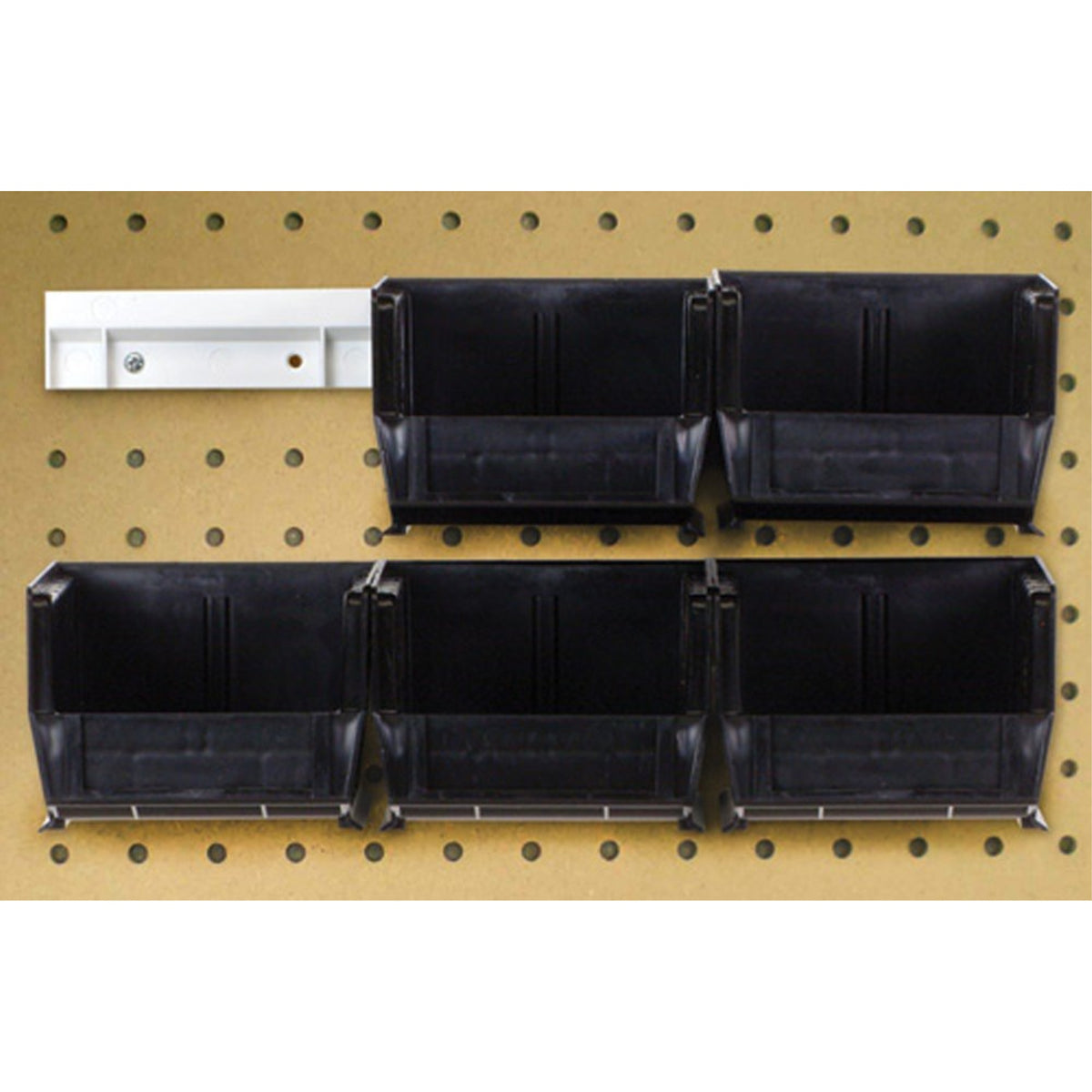 Hang-N-Stack Bin,  Package, Includes: (6) 5-3/8L X 4-1/8W X 3H (Qus210) Green Bin And (2) Bin Rails