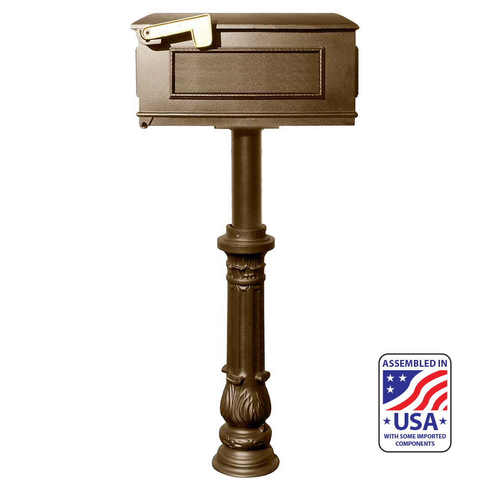 The Hanford Single Lewiston Mailbox Post System, Bronze - Hpst1-700-Lm-Brz