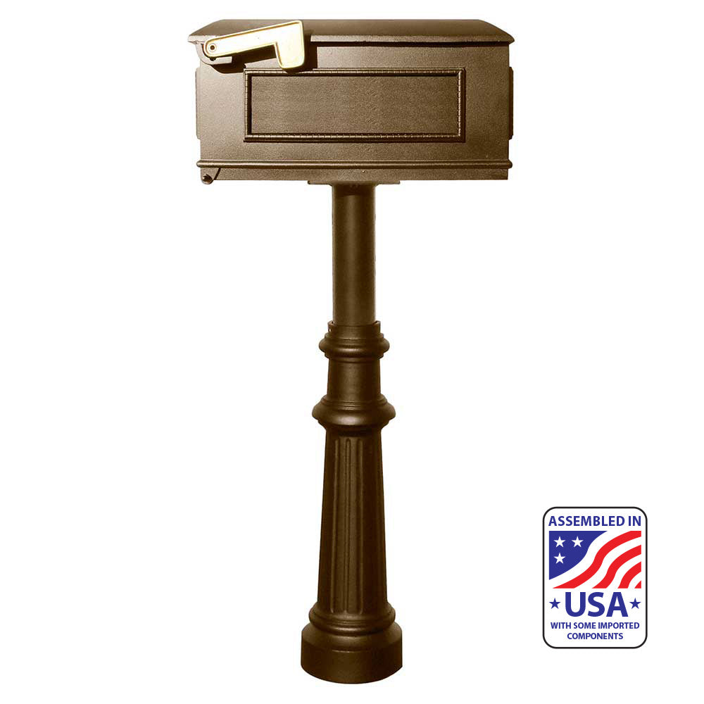 The Hanford Single Lewiston Mailbox Post System, Bronze - Hpst1-800-Lm-Brz