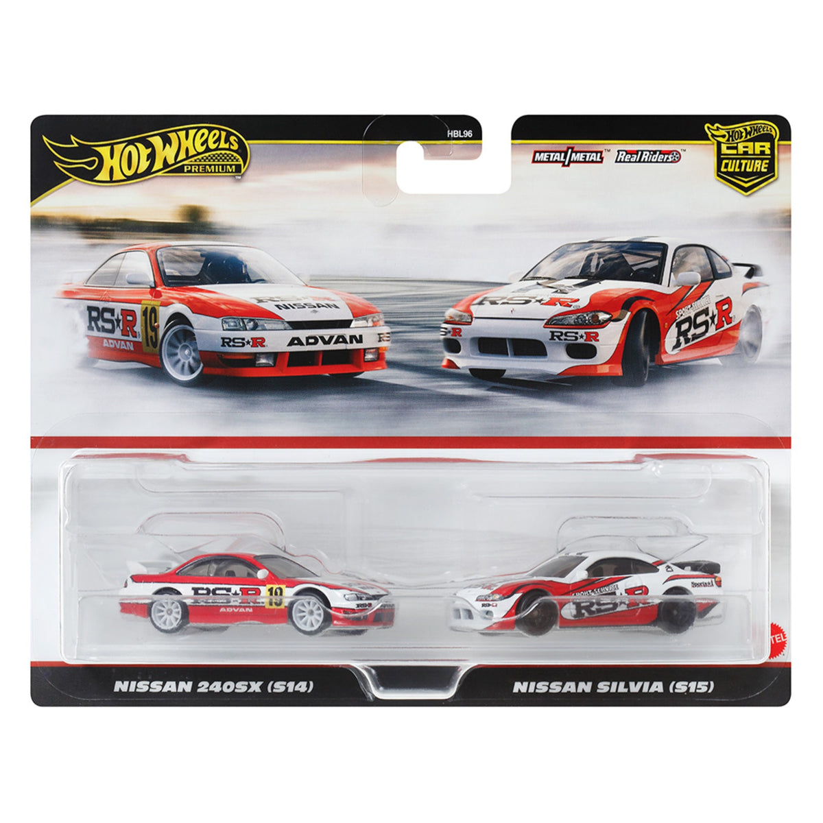 240Sx (S14) Rhd (Right Hand Drive) #19 Red And White And  Silvia (S15) Rhd (Right Hand Drive) Red And White 'Car Culture' Set Of 2 Cars Diecast Model Cars By Hot Wheels