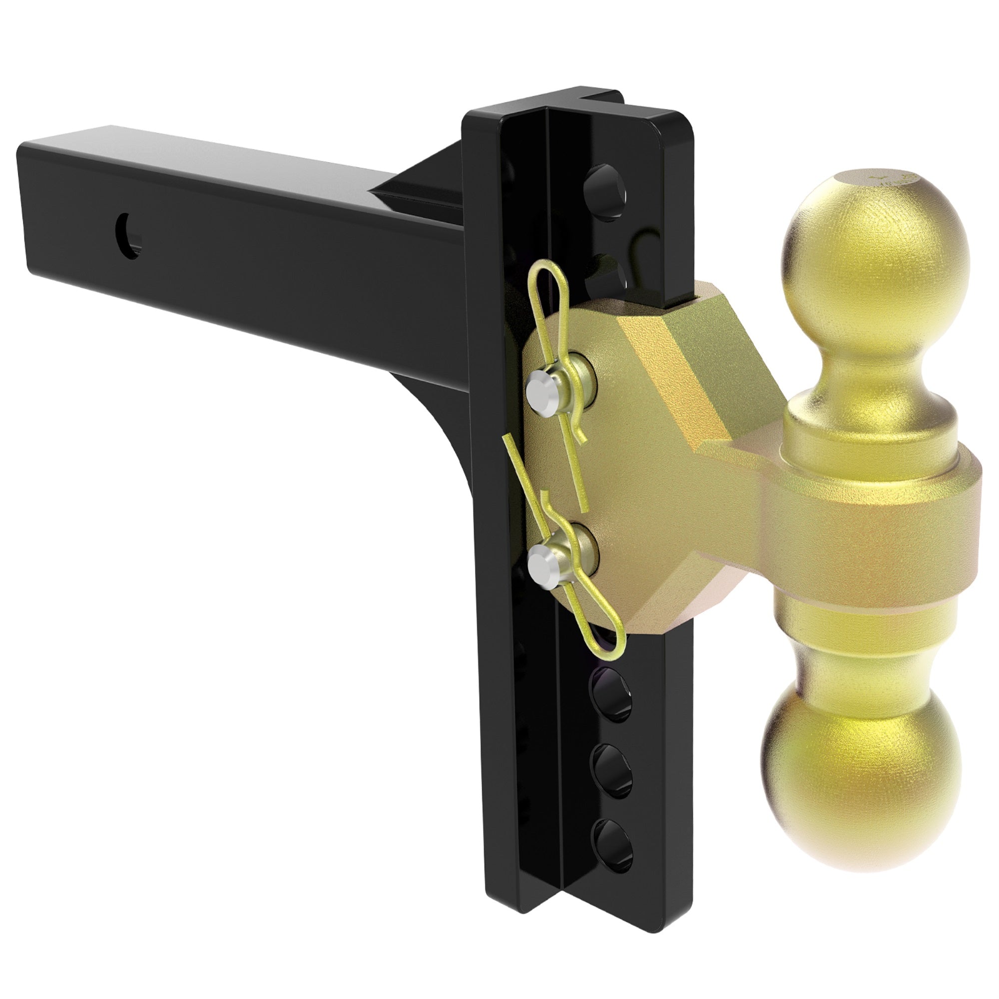 Carbon Steel Rear Ball Mount Class 3 Universal Class 3 Adjustable Ball Mount With a 2" and 2-5/16" Ball, Come With Pin, 6-inch Drop to 5-1/4-Inch Rise, Capacity: 2" Ball 10000 LBS; 2-5/16" Ball 14000 LBS