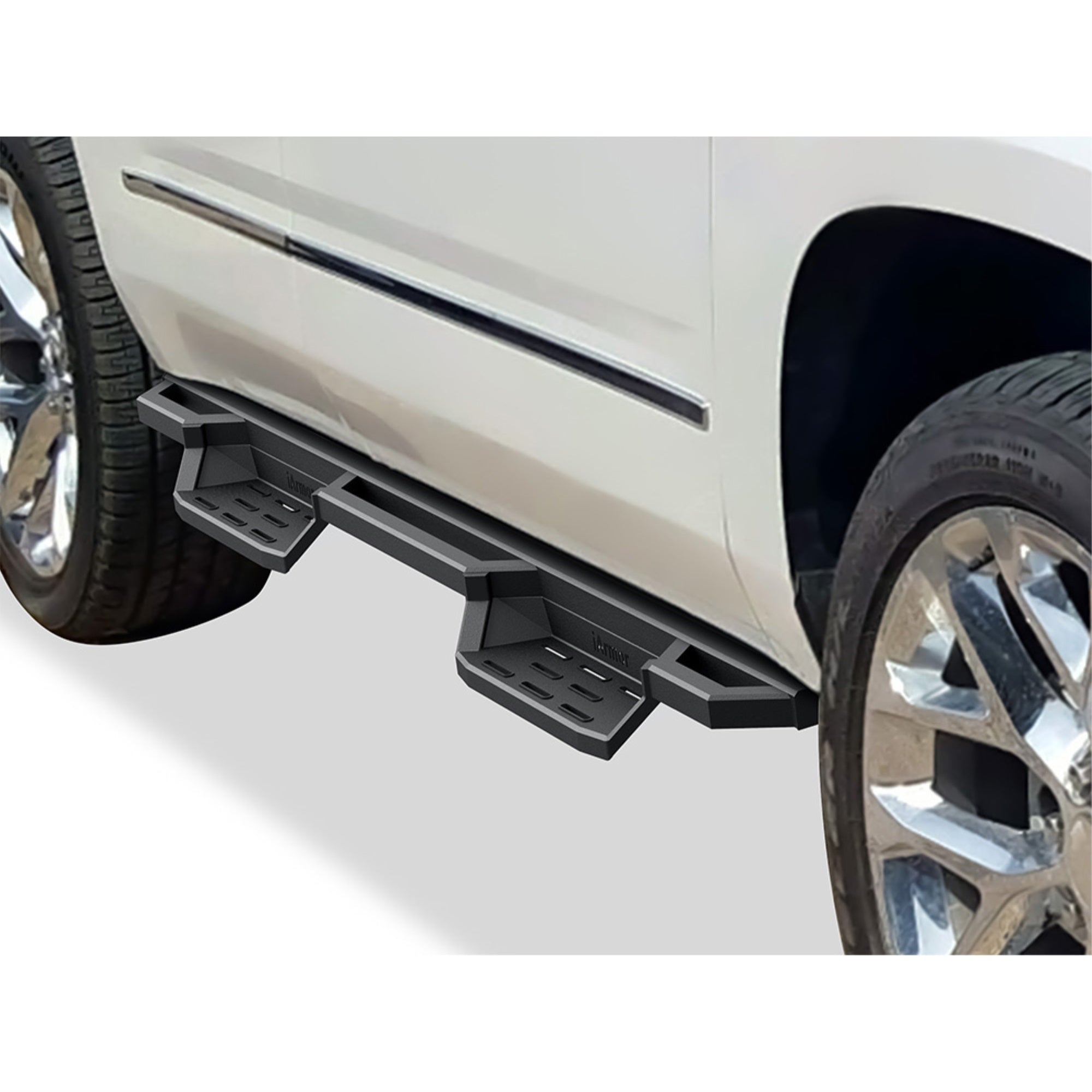 2007-2020 Chevy Tahoe 4-Door (Excl. Z71 & Hybrid) \2005-2020 GMC Yukon 4-Door (Excl. Yukon XL & Z71 & Hybrid) 6061 Aircraft Aluminum Black Finish Square Tube Drop Style Side Step Nerf Bar ST