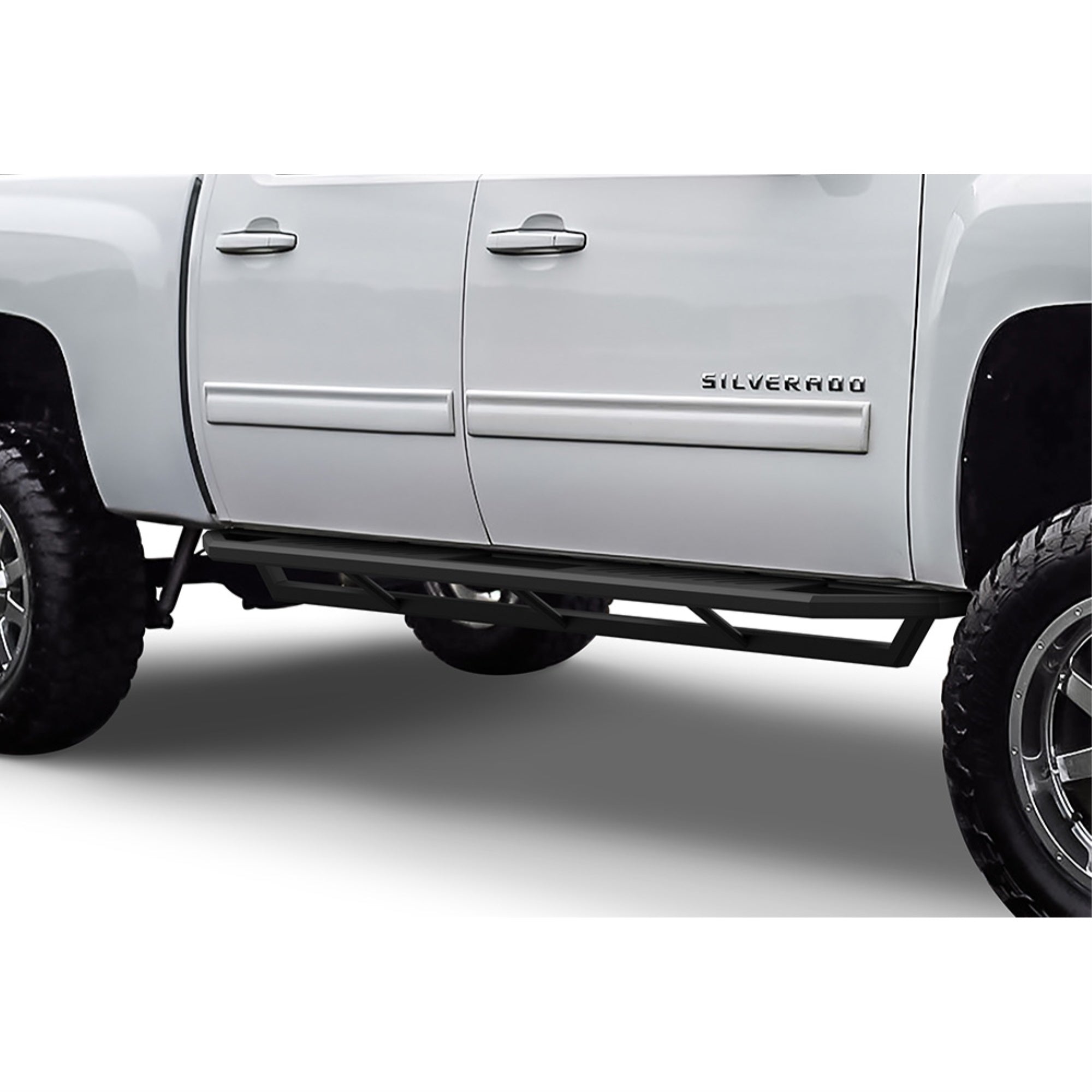 2001-2007 Chevy/Gmc Silverado/Sierra 'Classic' 1500/1500Hd/2500/2500Hd/3500 Crew Cab / 6061 Aircraft Aluminum Alloy Matte Black Finishing Square Tube