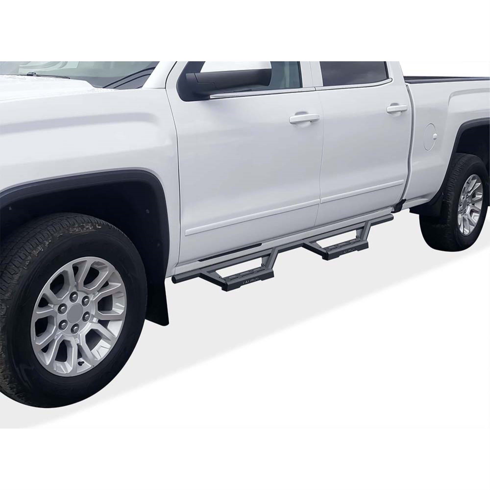 Stainless Steel with 6061 Aluminum Step Pad Both Sides Nerf Bar M3 2007-2018 Chevy Silverado/ GMC Sierra 1500 Crew Cab\ 2007-2019 Chevy Silverado/ GMC Sierra 2500 HD/3500 HD Crew Cab\ (Incl. Diesel Models With DEF Tanks|Not for 2007 Classic Model)