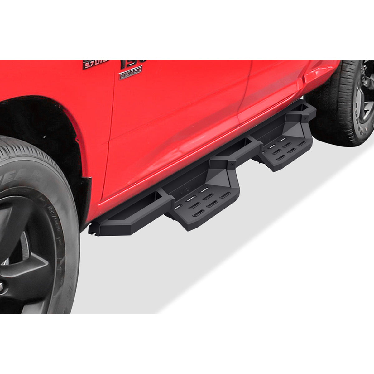 2009-2018 Dodge Ram 1500 Quad Cab (Incl. 2019-2020 Ram 1500 Classic) 6061 Aircraft Aluminum Alloy Matte Black Finishing Square Tube Drop Style