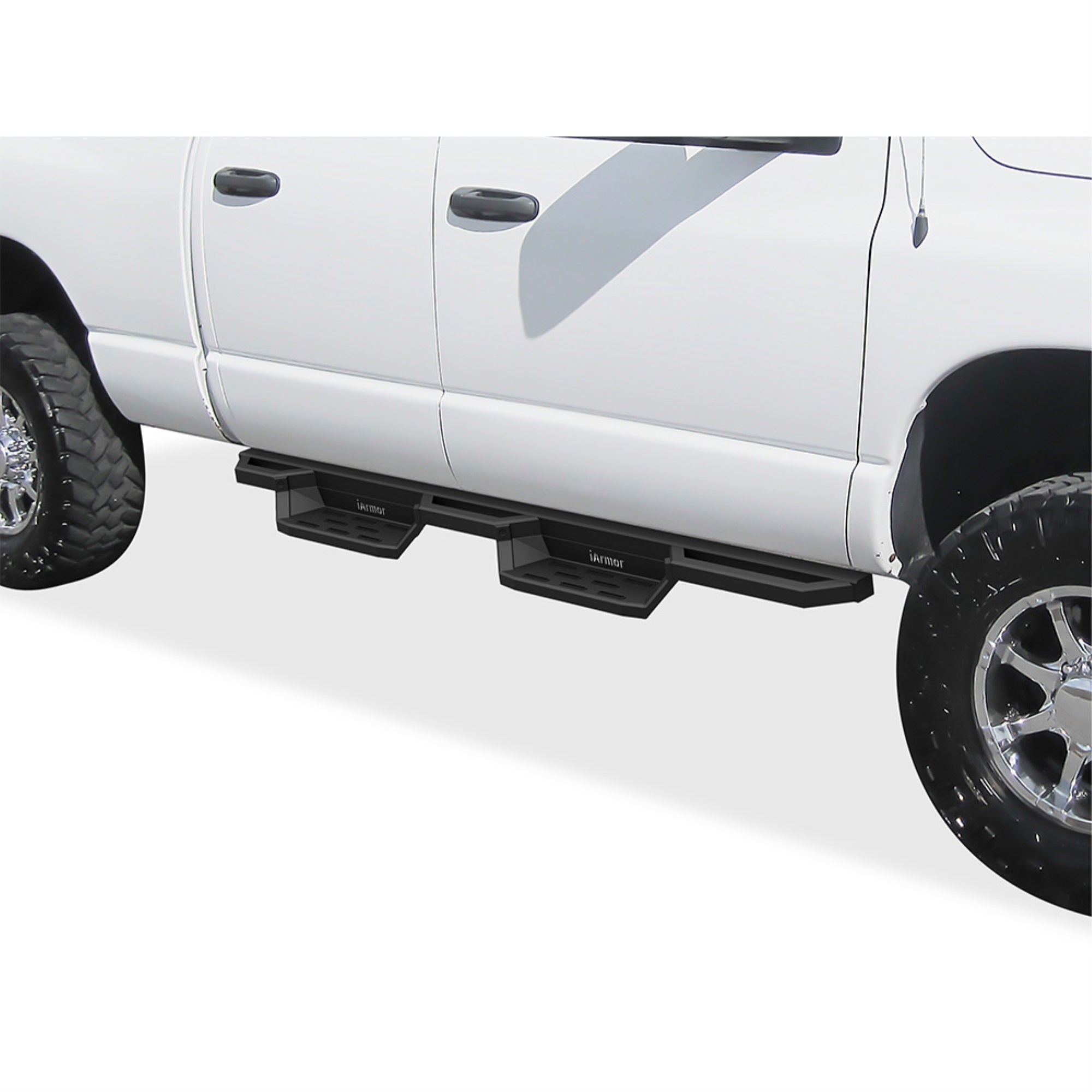 2002-2008 Dodge Ram 1500 Quad Cab\ 2003-2009 Dodge Ram 2500/3500 Quad Cab 6061 Aircraft Aluminum Alloy Matte Black Finishing Square Tube Drop Style