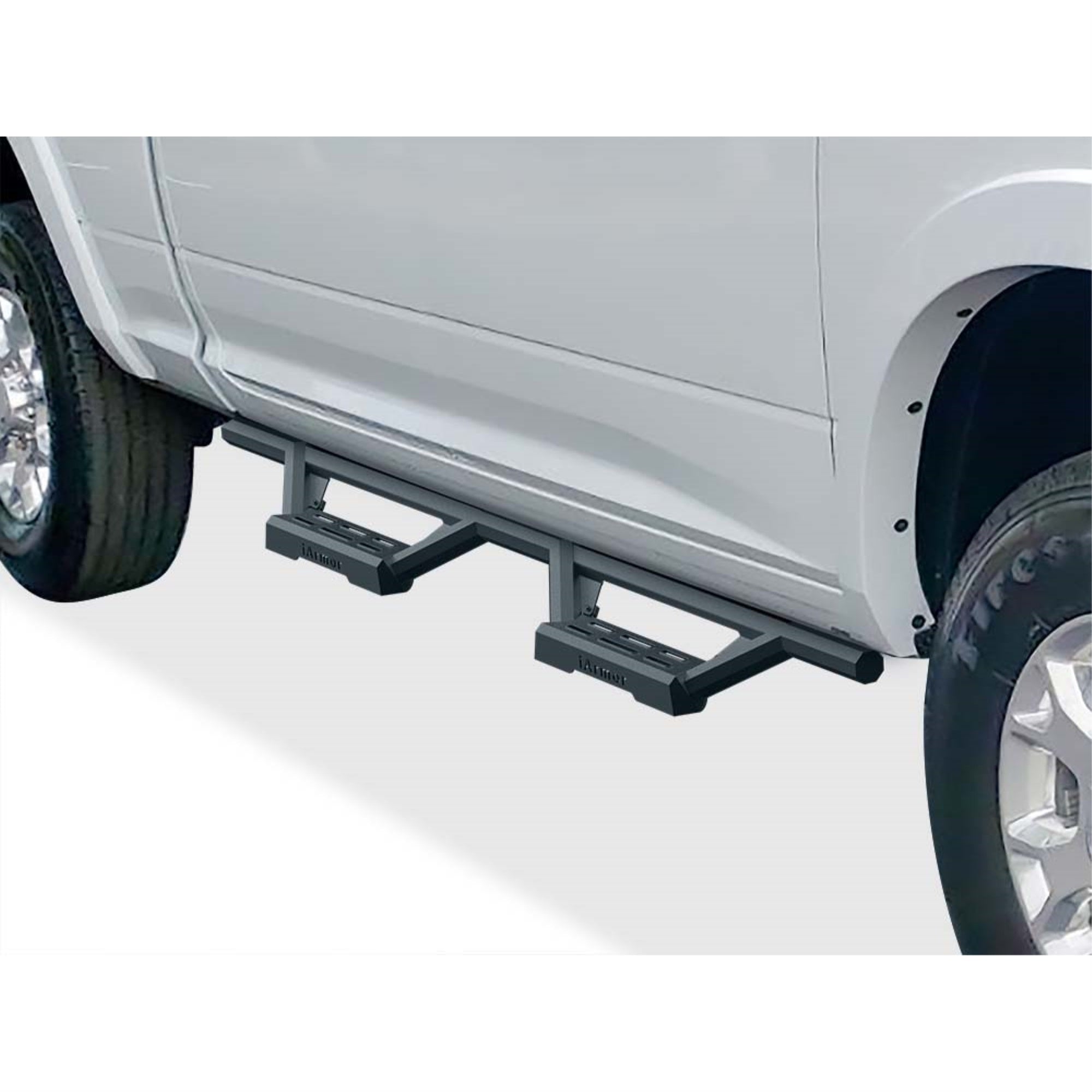 Stainless Steel with 6061 Aluminum Step Pad Both Sides Nerf Bar M3 2009-2018 Dodge Ram 1500 Crew Cab (Incl. 2019-2024 Ram 1500 Classic)\ 2010-2024 Dodge Ram 2500/3500/4500/5500 Crew Cab|(Excl. Chassis Cab With Diesel models)