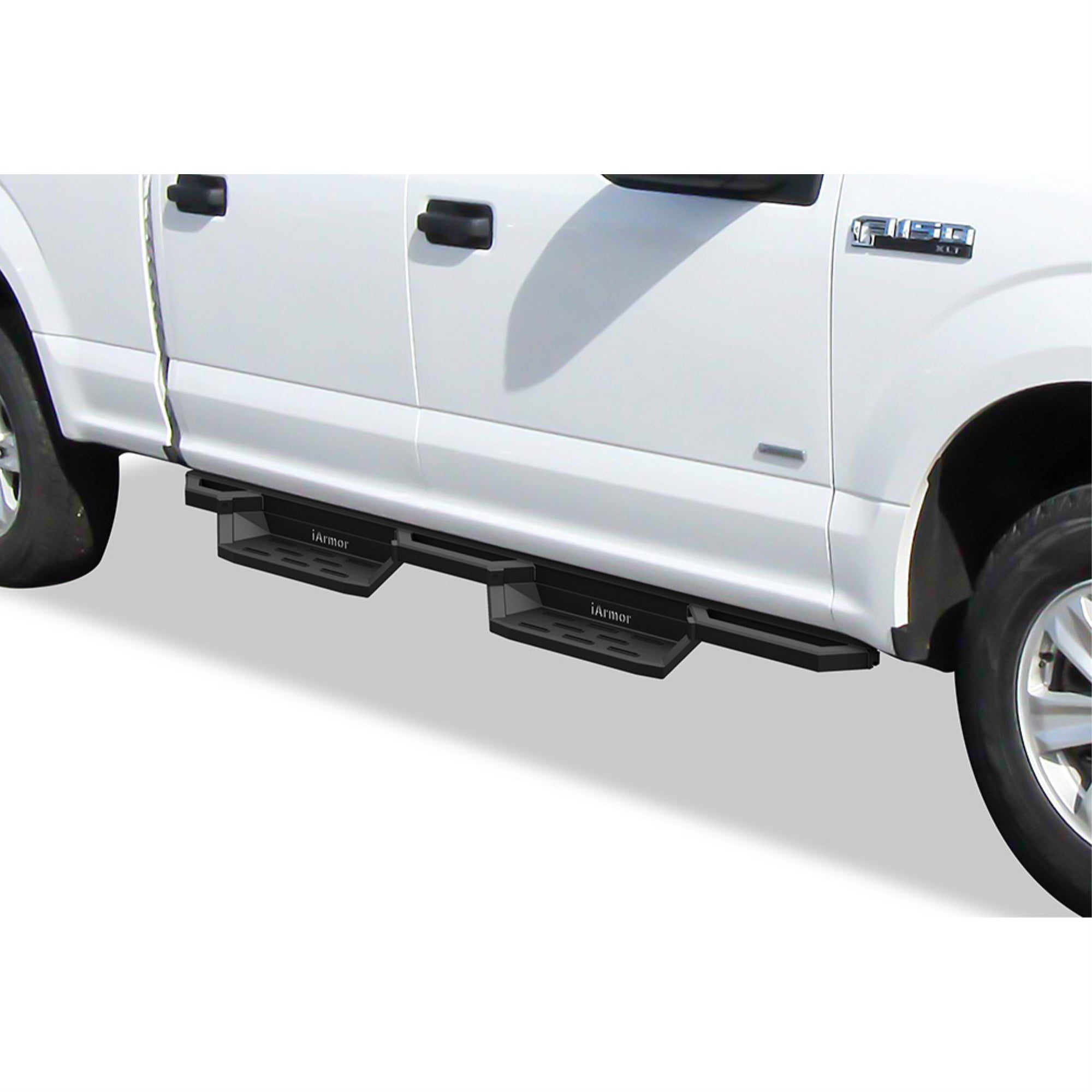 2015-2021 Ford F150 Super Crew Cab\ 2017-2021 Ford F250/350/450/550 Super Duty Crew Cab 6061 Aircraft Aluminum Alloy Matte Black finishing Square Tube Drop Style