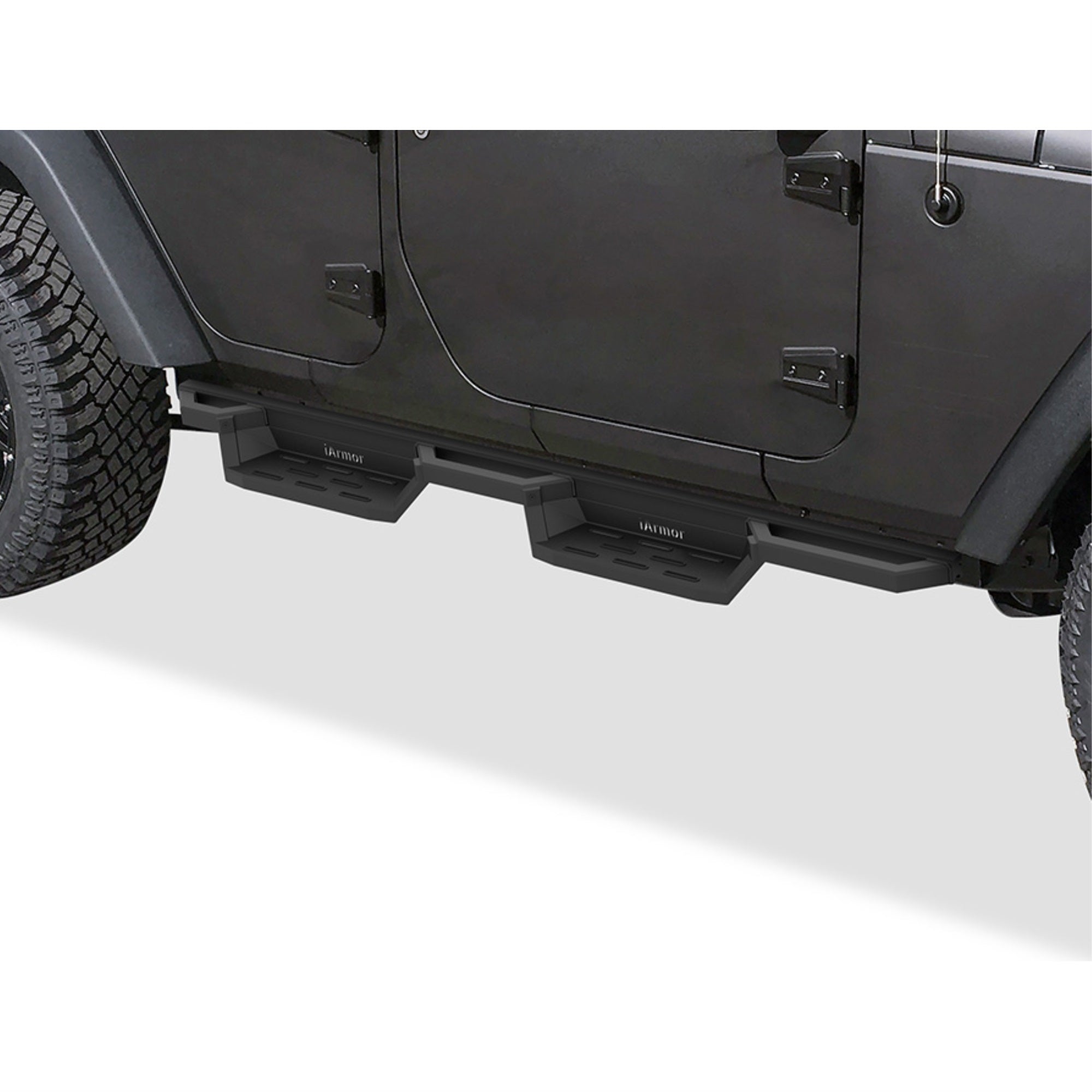 2007-2018 Jeep Wrangler Jk 4Dr (Factory Sidesteps Or Rock Rails Have To Be Removed) 6061 Aircraft Aluminum Alloy Matte Black Finishing Square Tube Drop Style