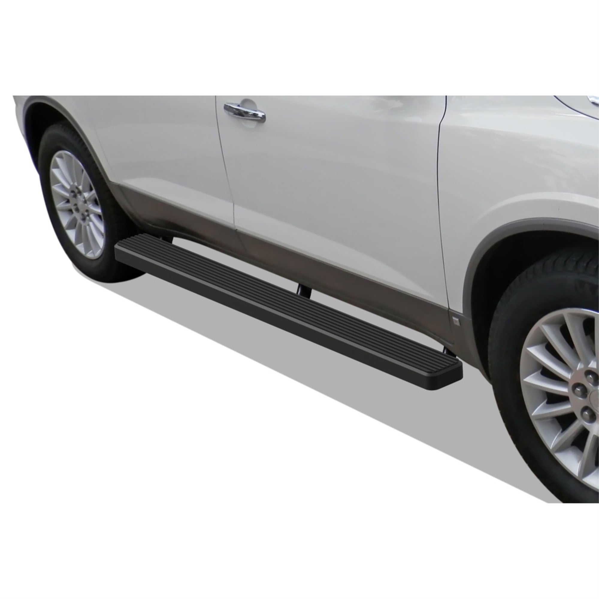 2007-2017 Chevy Traverse\ 2007-2016 Gmc Acadia (Excl. Denali)\ 2017 Gmc Acadia Limited\ 2007-2009 Buick Enclave\ 2007-2010 Saturn Outlook Stainless Steel With 6061 Aluminum Step Pad Black Finish 5-Inch Door To Door Side Step Istep 5 Inch Ss