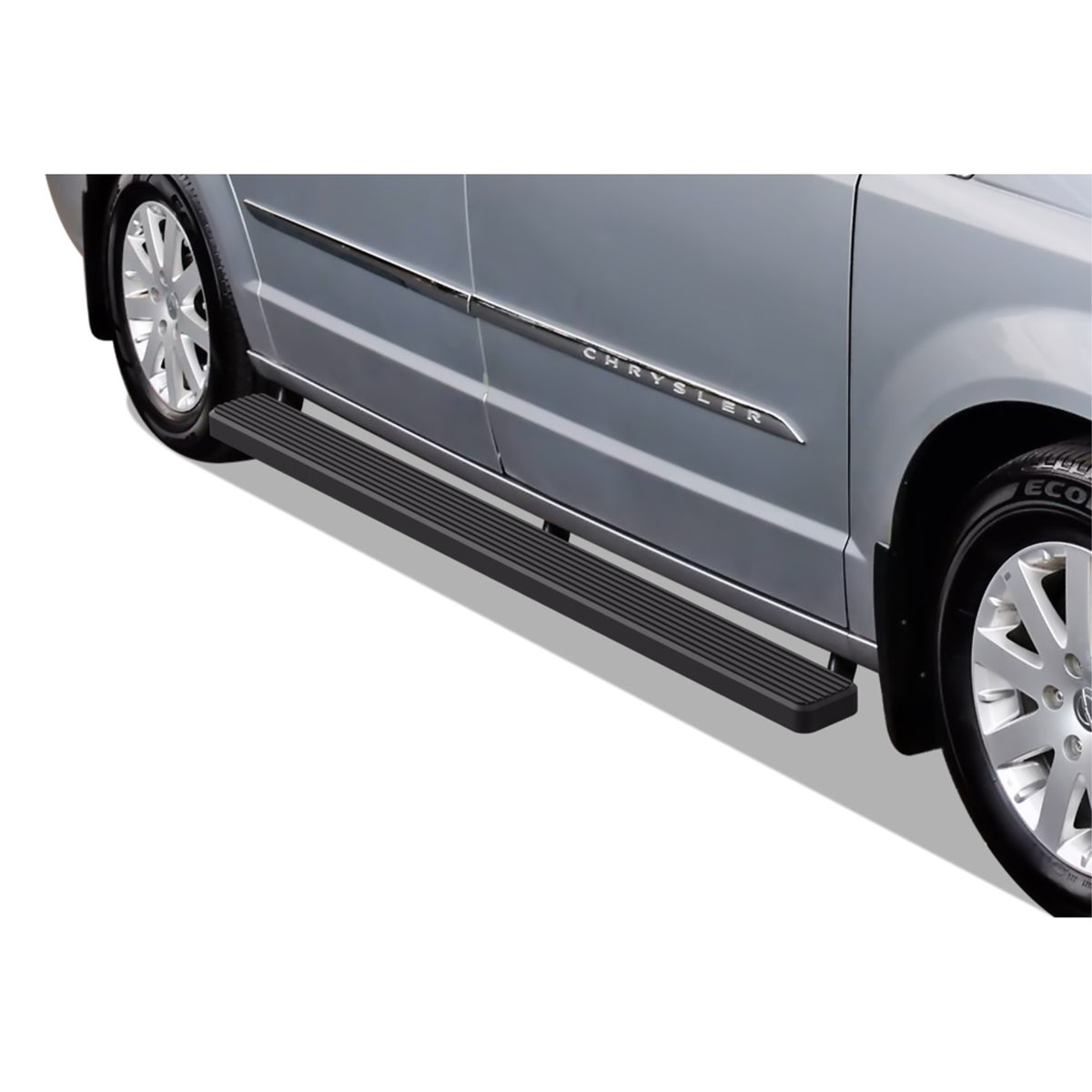 2011-2020 Dodge Grand Caravan\ 2011-2016 Chrysler Town & Country Stainless Steel With 6061 Aluminum Step Pad Black Finish 5-Inch Door To Door Side Step Istep 5 Inch Ss