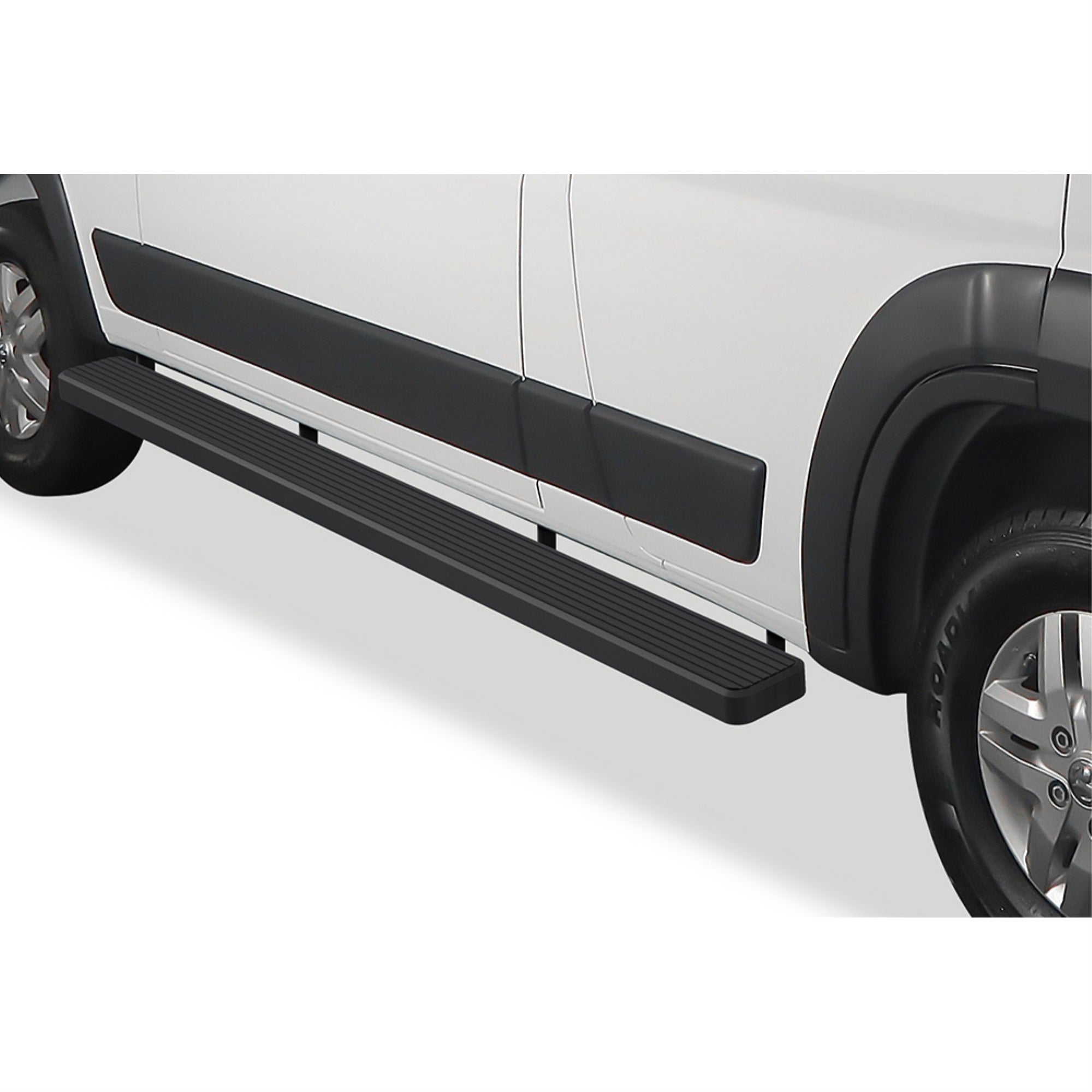 2014-2021 Dodge Promaster Van 136'/159' Wheel Base (Full Size) For 3 Door Models Only Stainless Steel With 6061 Aluminum Step Pad Black Finish 5-Inch Van Door To Door Side Step Istep 5 Inch Van Ss