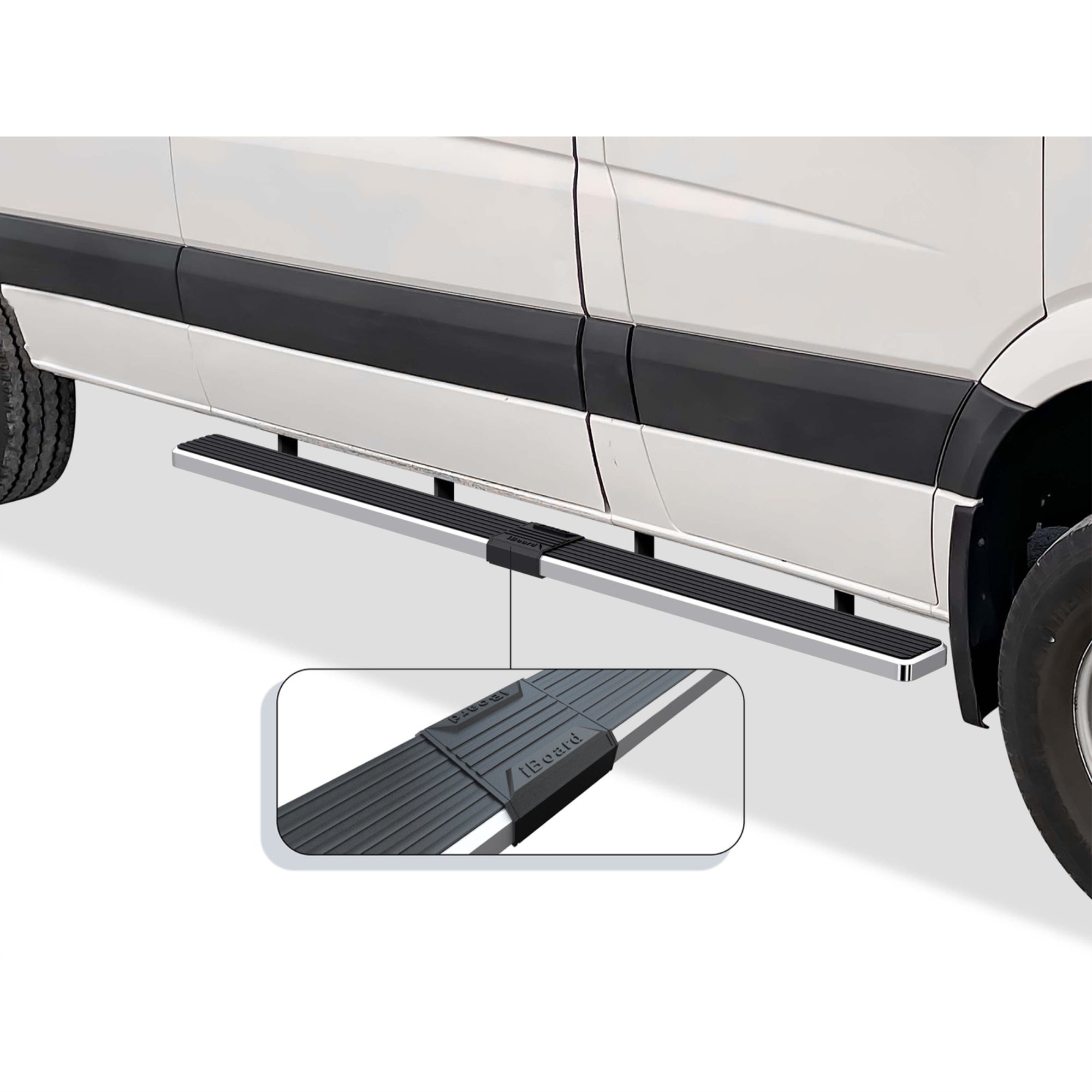 Stainless Steel Both Sides Istep 5 Inch Van 2007-2009 Dodge Sprinter\ 2007-2009 Freightliner Sprinter\ 2010-2025 Mercedes-Benz Sprinter (Full Size) (Excl. Passenger Van With Rear A/C And 2015 4X4) For 3-Door Models Only