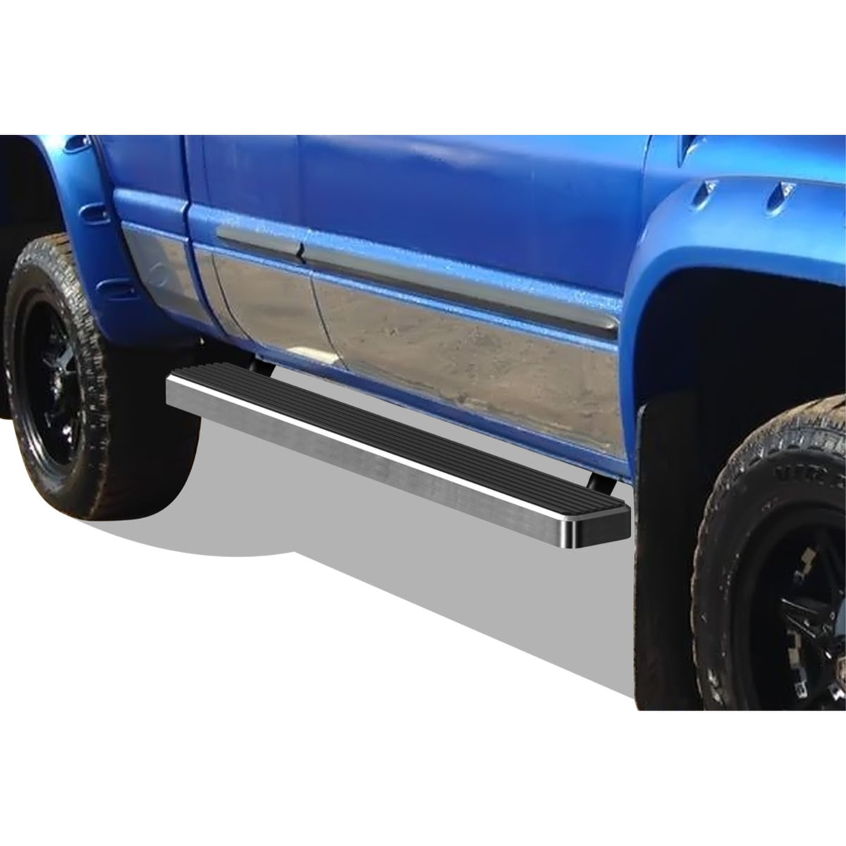 1994-2001 Dodge Ram 1500 Club Cab\ 1994-2002 Dodge Ram 2500/3500 Club Cab\ 1998-2001 Dodge Ram 1500 Quad Cab (Excl. 02 Body Style Sold In 2001)\ 1998-2002 Dodge Ram 2500/3500 Quad Cab 6061 Aircraft Aluminum Hairline Finishing 5 Inch Door To Door