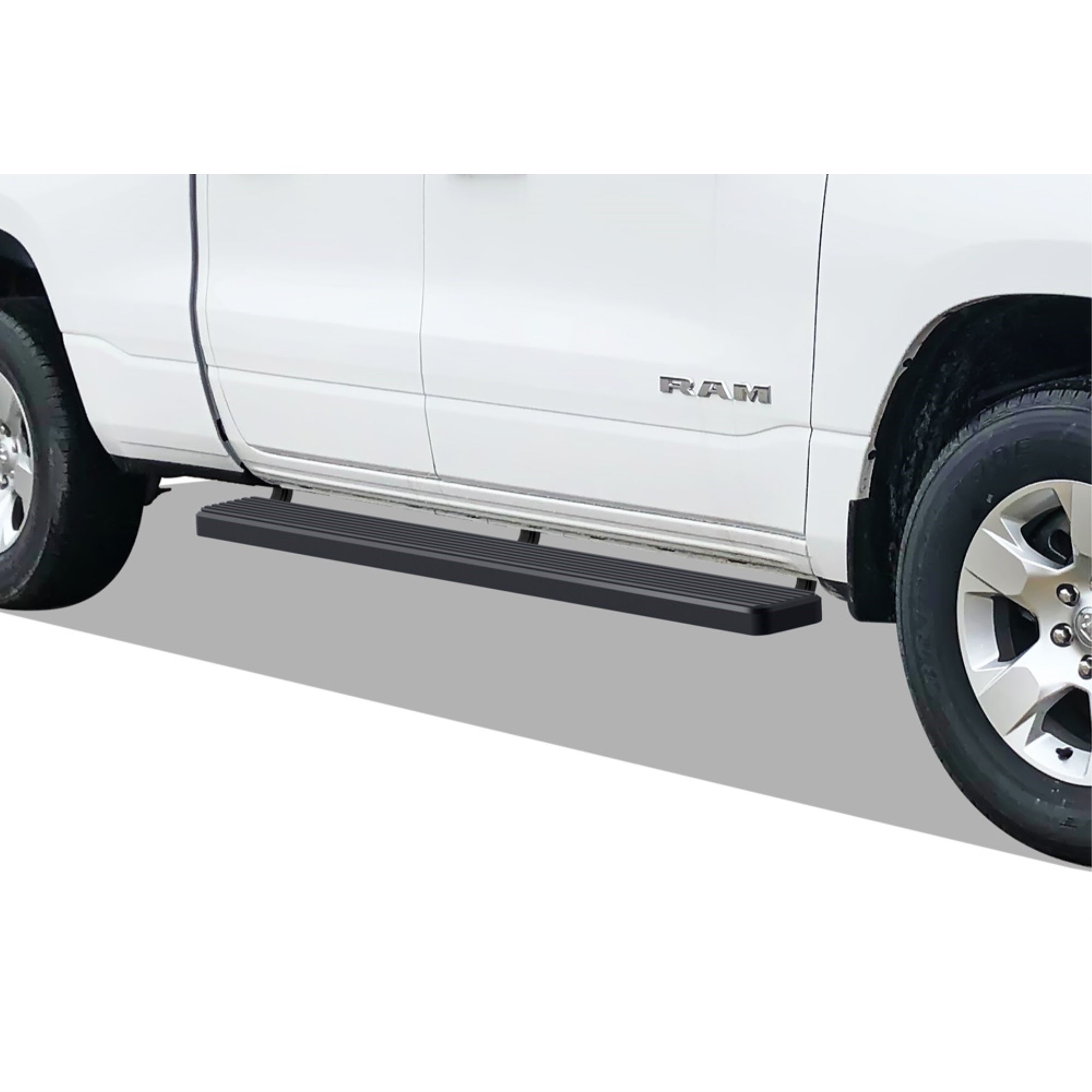 2019-2022 Ram 1500 Quad Cab (Excl. 2019-2022 Ram 1500 Classic) Stainless Steel With 6061 Aluminum Step Pad Black Finish 6-Inch Door To Door Side Step Istep 6 Inch Ss
