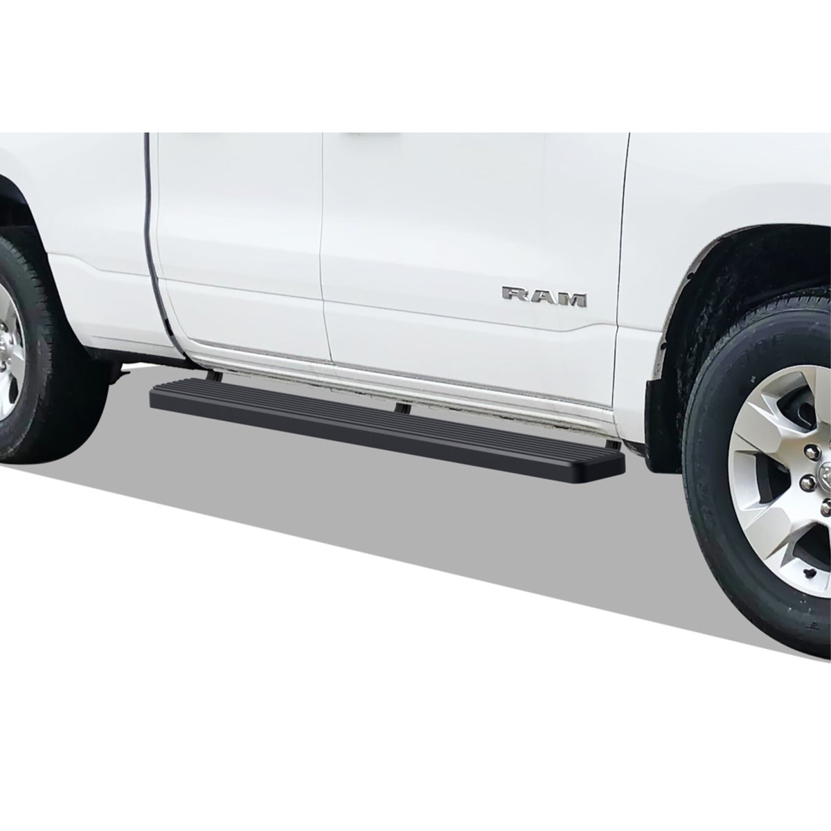 2019-2022 Ram 1500 Quad Cab (Excl. 2019-2022 Ram 1500 Classic) Stainless Steel With 6061 Aluminum Step Pad Black Finish 6-Inch Door To Door Side Step Istep 6 Inch Ss