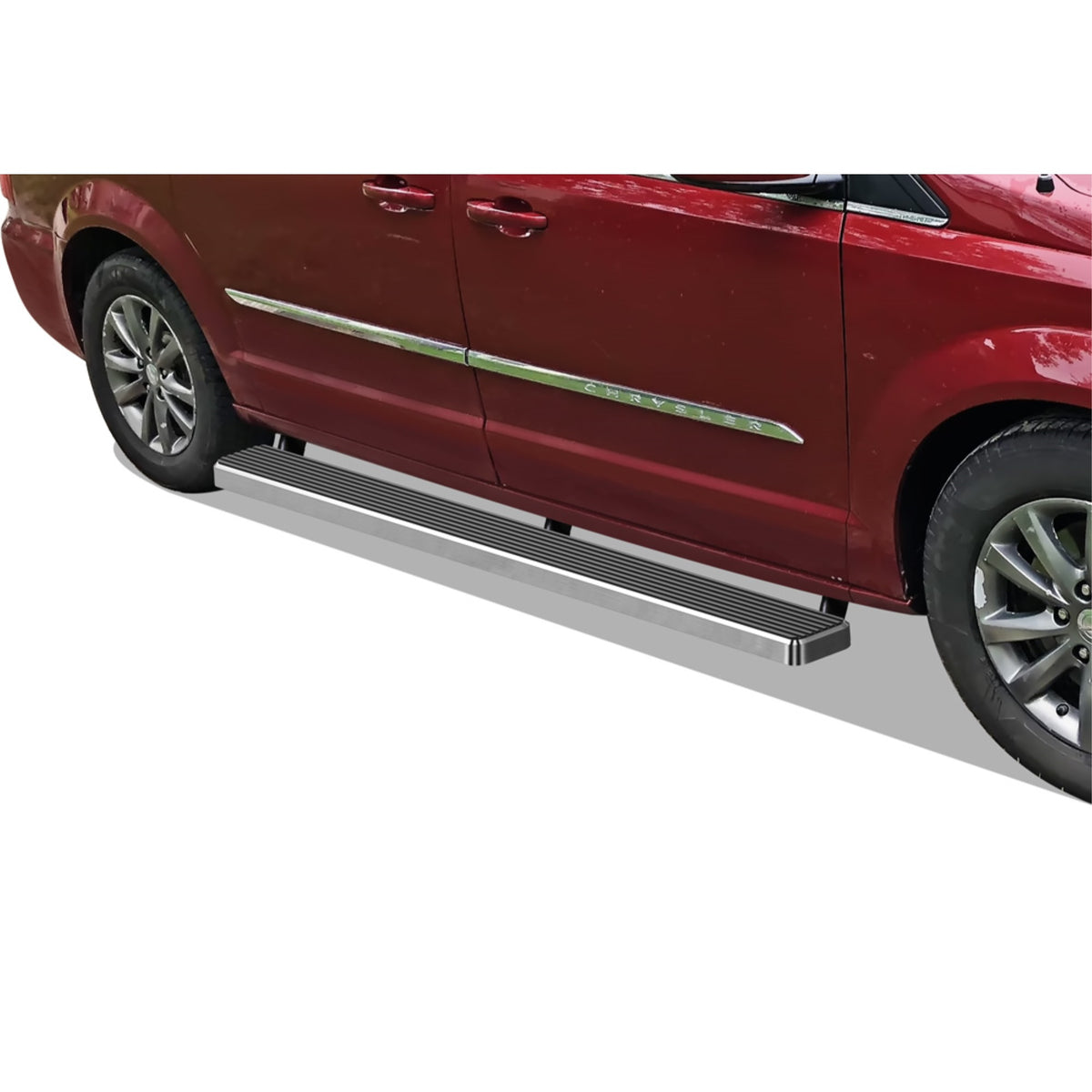 2011-2020 Dodge Grand Caravan\ 2011-2016 Chrysler Town & Country Stainless Steel With 6061 Aluminum Step Pad Hairline Finish 6-Inch Door To Door Side Step Istep 6 Inch Ss