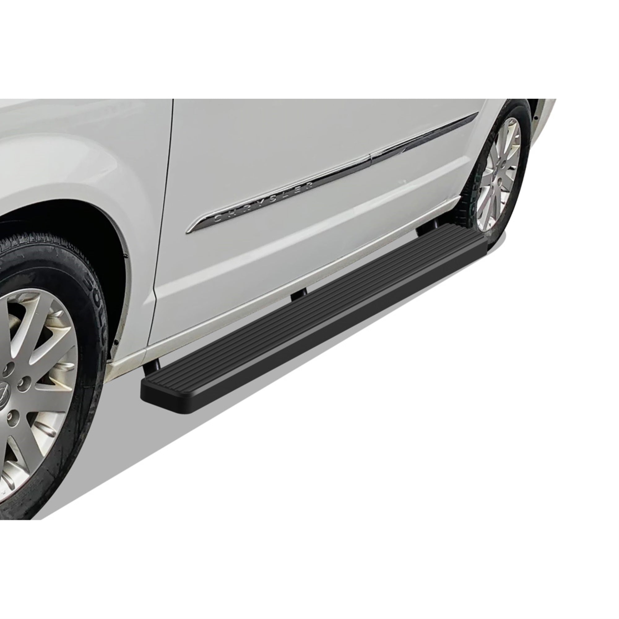 2011-2020 Dodge Grand Caravan\ 2011-2016 Chrysler Town & Country Stainless Steel With 6061 Aluminum Step Pad Black Finish 6-Inch Door To Door Side Step Istep 6 Inch Ss