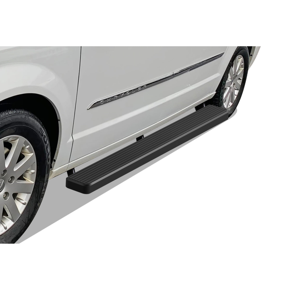 2011-2020 Dodge Grand Caravan\ 2011-2016 Chrysler Town & Country Stainless Steel With 6061 Aluminum Step Pad Black Finish 6-Inch Door To Door Side Step Istep 6 Inch Ss