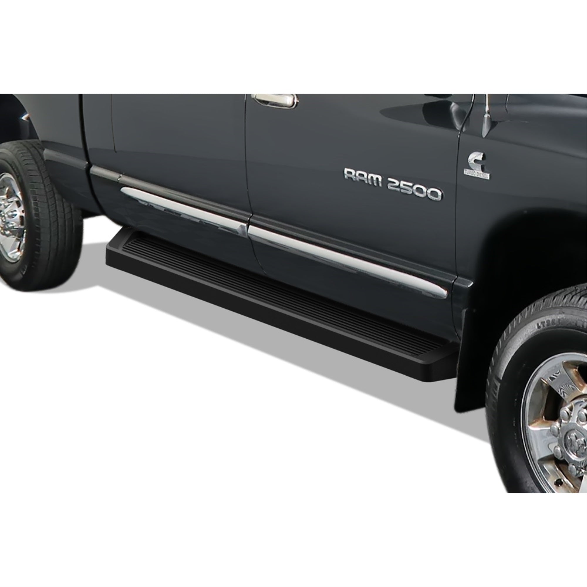 2006-2008 Dodge Ram 1500 Mega Cab\ 2006-2009 Dodge Ram 2500/3500 Mega Cab 6061 Aircraft Aluminum Black Finish 6-Inch Irunning Board Door To Door Side Step Irunning Board