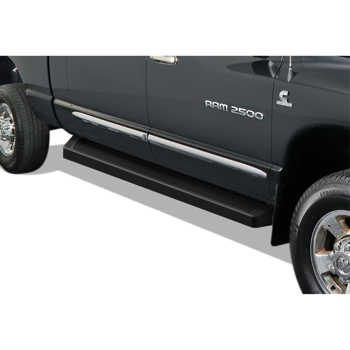 2006-2008 Dodge Ram 1500 Mega Cab\ 2006-2009 Dodge Ram 2500/3500 Mega Cab 6061 Aircraft Aluminum Black Finish 6-Inch Irunning Board Door To Door Side Step Irunning Board
