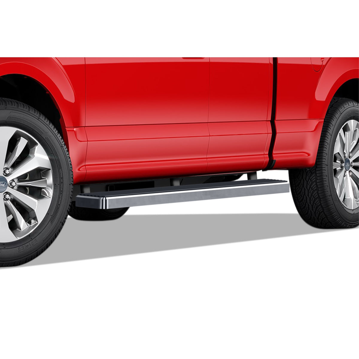 2015-2022 Ford F-150 Super Cab (Excl. 2022 F-150 Lighting Ev)\ 2017-2022 Ford F-250/F-350/F-450/F-550 Super Duty Super Cab Stainless Steel With 6061 Aluminum Step Pad Hairline Finish 5-Inch Door To Door Side Step Istep 5 Inch Ss