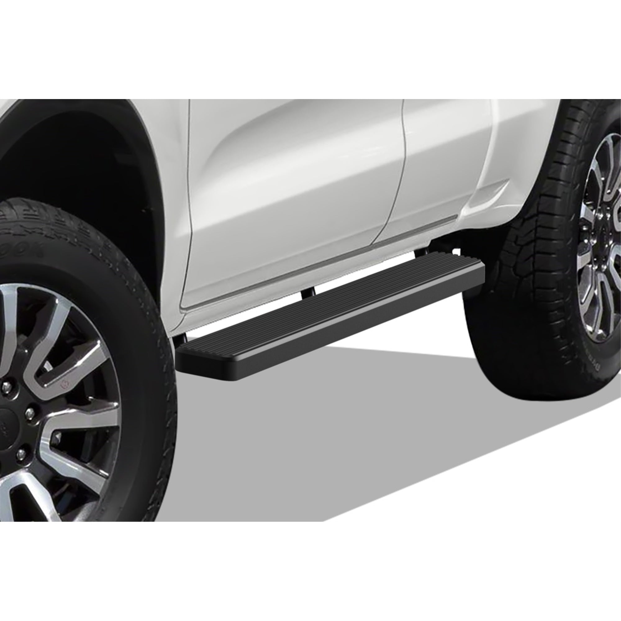 2019-2022 Ford Ranger Super Cab (With 2 Full Size Doors And 2 Suicide Doors) Stainless Steel With 6061 Aluminum Step Pad Black Finish 5-Inch Door To Door Side Step Istep 5 Inch Ss