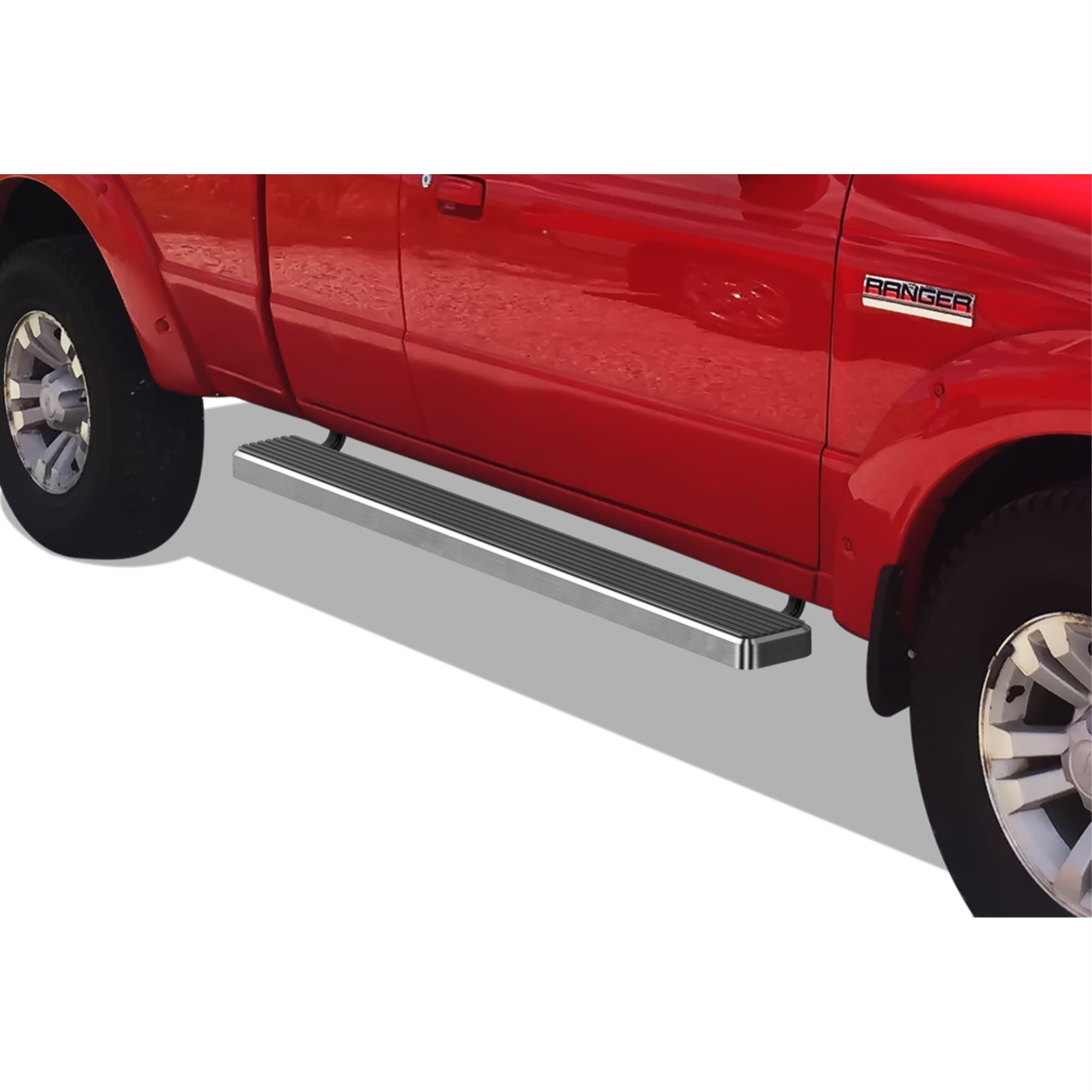 1999-2011 Ford Ranger Supercab 4-Door\ 1999-2011 Ford Ranger 'Edge' Supercab 4-Door\ 1999-2011 Mazda B-Series Supercab 4-Door Stainless Steel With 6061 Aluminum Step Pad Hairline Finish 5-Inch Door To Door Side Step Istep 5 Inch Ss