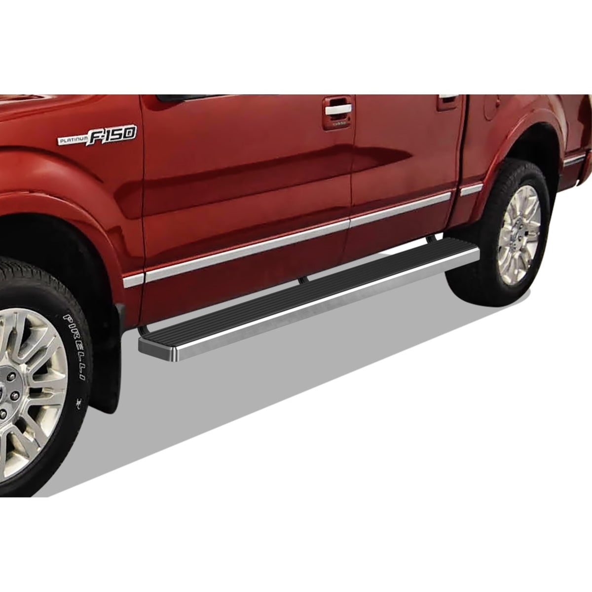 2009-2014 Ford F-150 Supercrew Cab Stainless Steel With 6061 Aluminum Step Pad Hairline Finish 6-Inch Door To Door Side Step Istep 6 Inch Ss