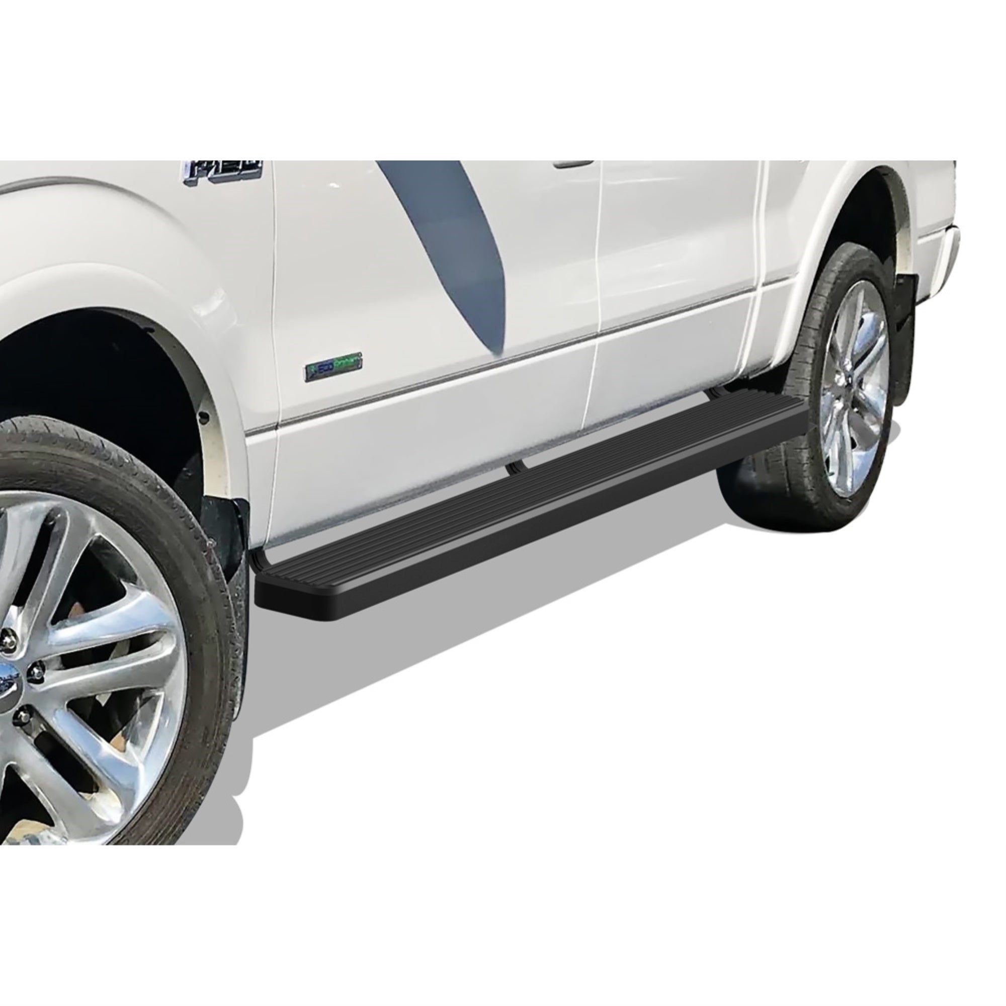2009-2014 Ford F-150 Supercrew Cab Stainless Steel With 6061 Aluminum Step Pad Black Finish 6-Inch Door To Door Side Step Istep 6 Inch Ss