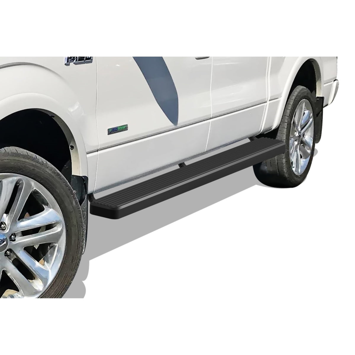 2009-2014 Ford F-150 Supercrew Cab Stainless Steel With 6061 Aluminum Step Pad Black Finish 6-Inch Door To Door Side Step Istep 6 Inch Ss