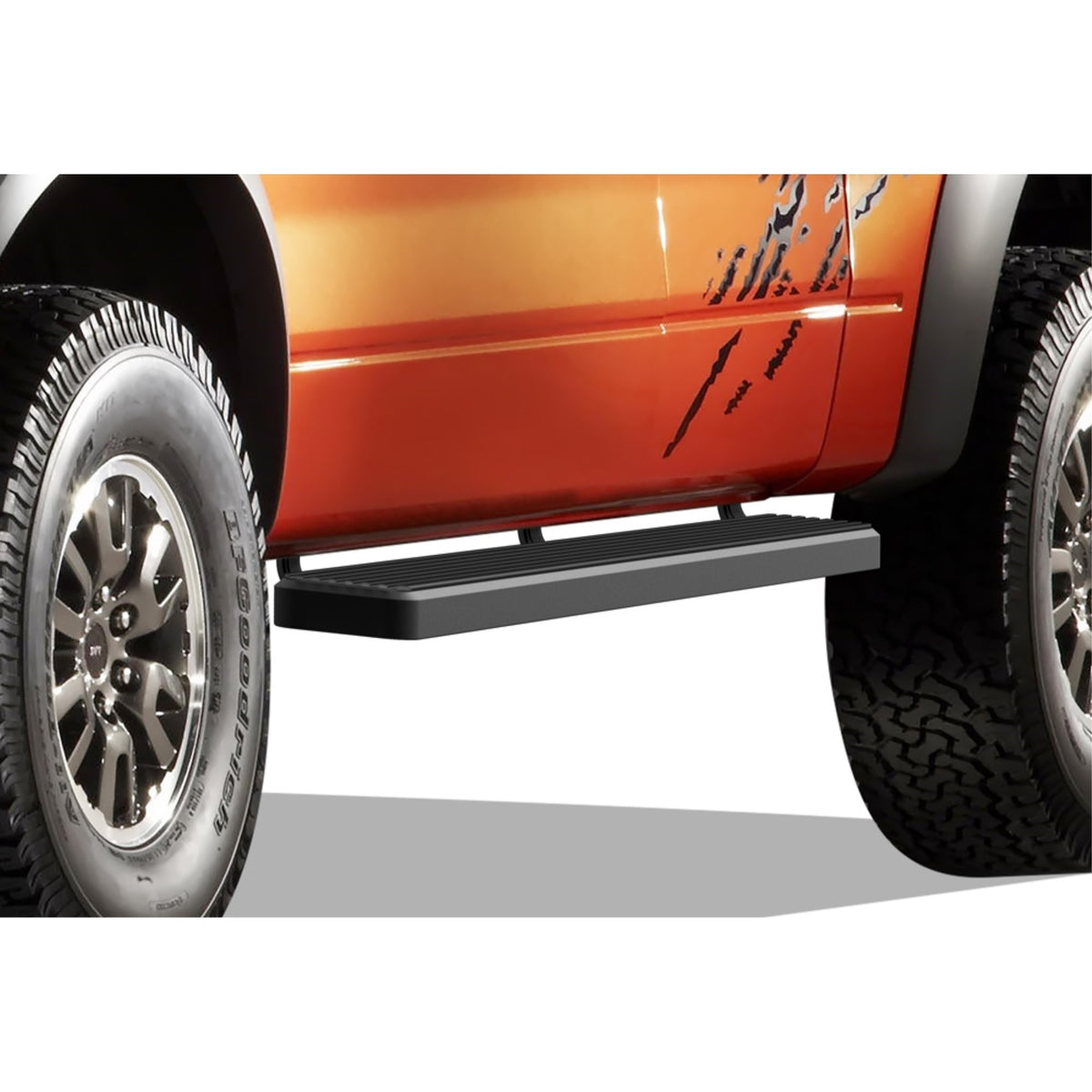 2015-2022 Ford F-150 Super Cab (Excl. 2022 F-150 Lighting Ev)\ 2017-2022 Ford F-250/F-350/F-450/F-550 Super Duty Super Cab Stainless Steel With 6061 Aluminum Step Pad Black Finish 6-Inch Door To Door Side Step Istep 6 Inch Ss