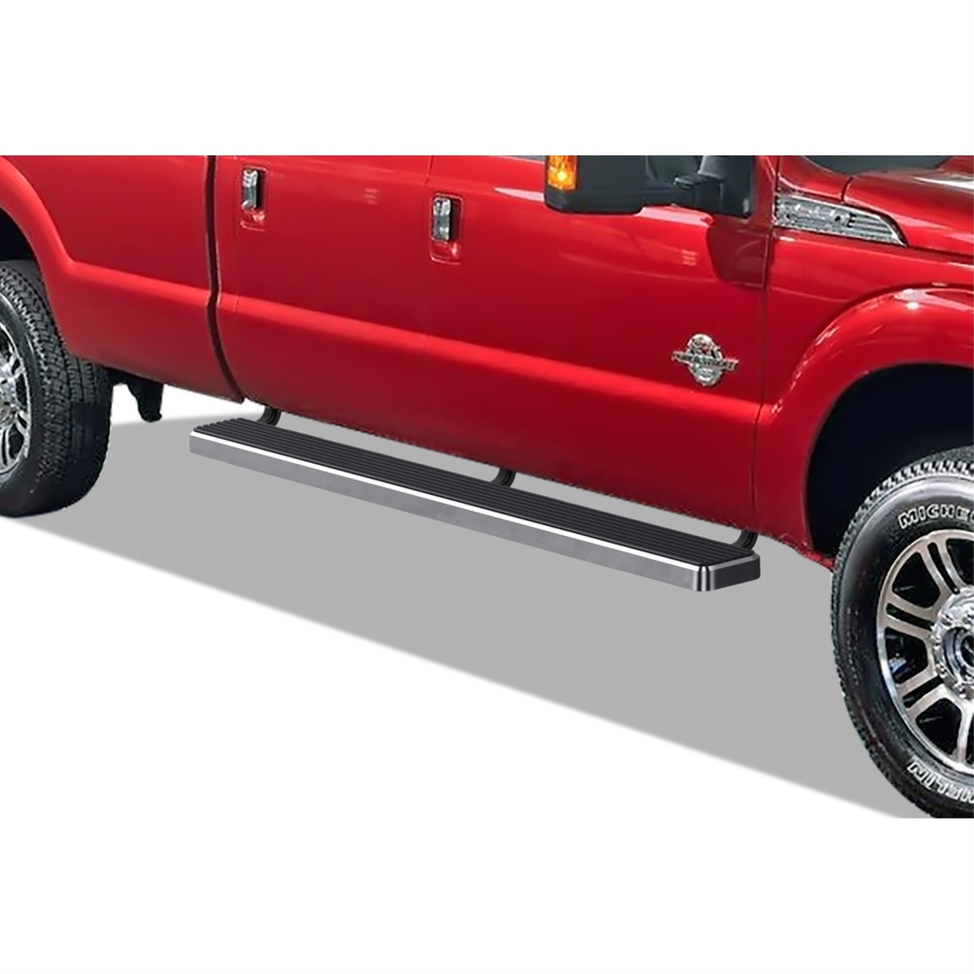 1999-2016 Ford F-250/F-350/F-450/F-550 Super Duty Crew Cab Stainless Steel With 6061 Aluminum Step Pad Hairline Finish 6-Inch Door To Door Side Step Istep 6 Inch Ss