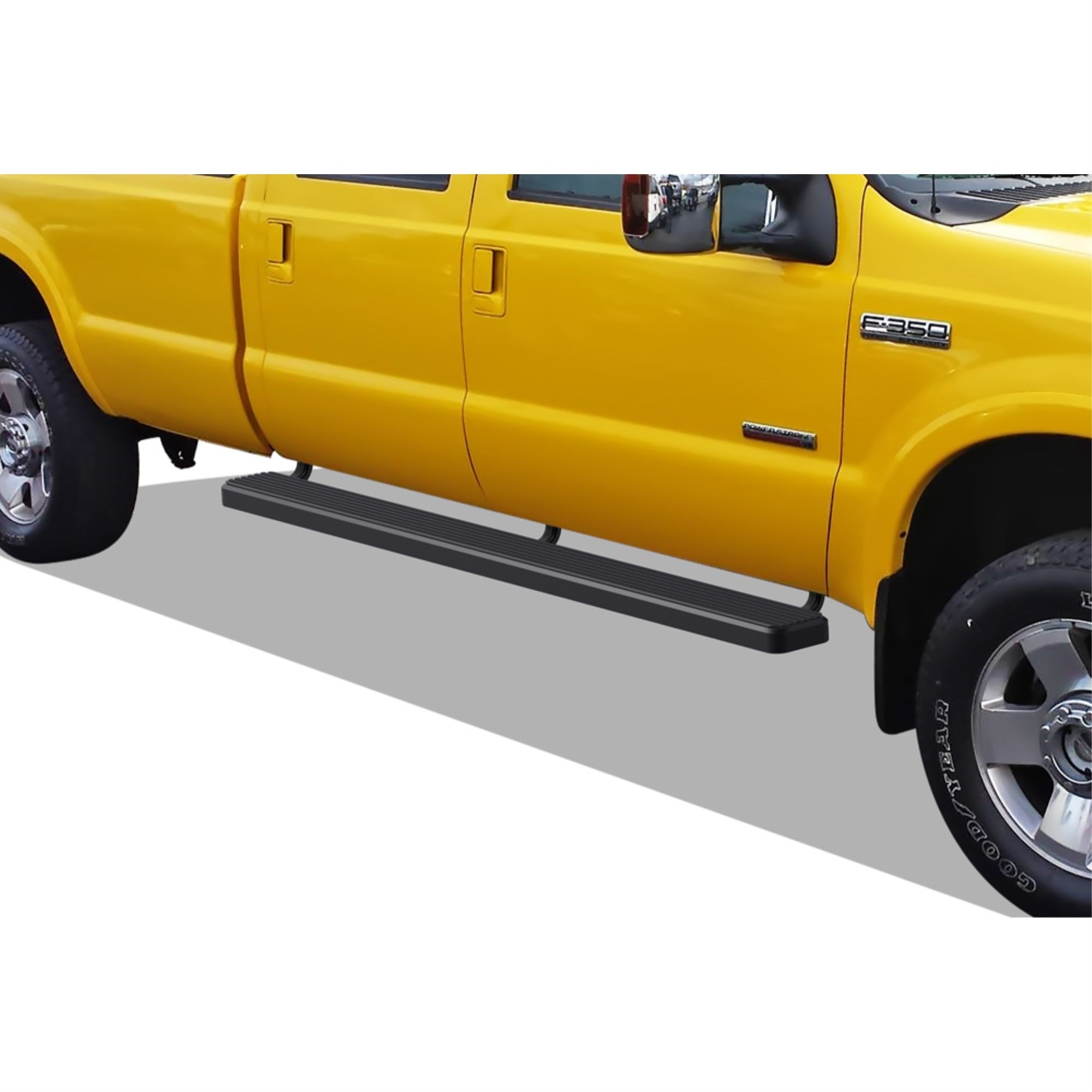 1999-2016 Ford F-250/F-350/F-450/F-550 Super Duty Crew Cab Stainless Steel With 6061 Aluminum Step Pad Black Finish 6-Inch Door To Door Side Step Istep 6 Inch Ss