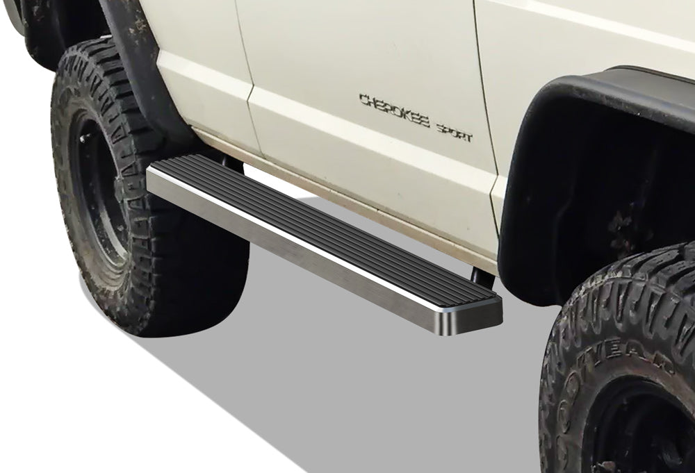 1984-2000 Jeep Cherokee 4Dr Only 6061 Aircraft Aluminum Hairline Finishing Istep 5 Inch Sidestep