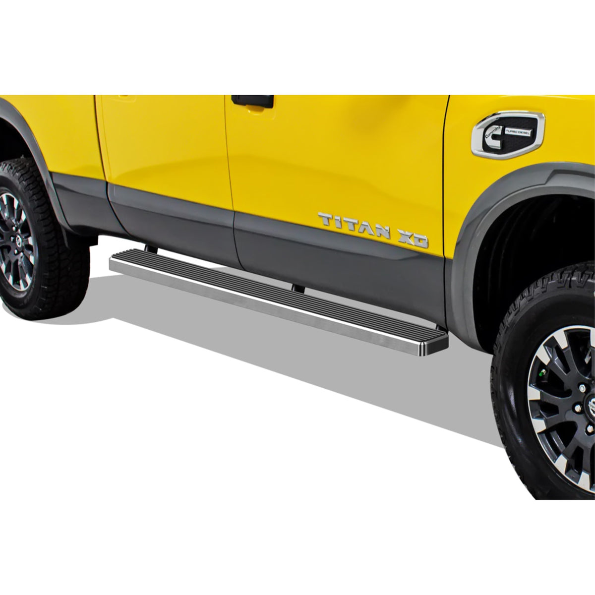 2004-2022 Nissan Titan Crew Cab (Exl. 2016 Models)\ 2016-2022 Nissan Titan Xd Crew Cab Stainless Steel With 6061 Aluminum Step Pad Hairline Finish 5-Inch Door To Door Side Step Istep 5 Inch Ss