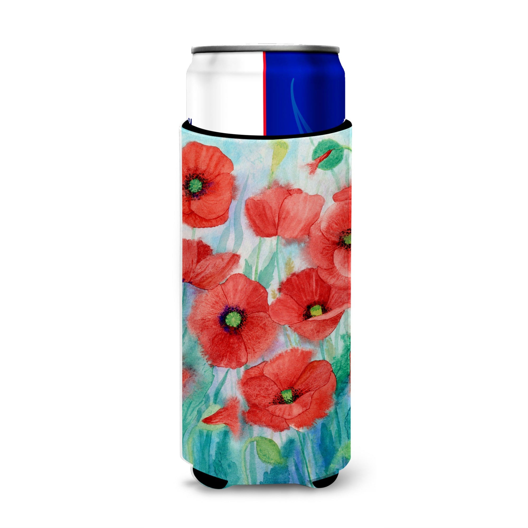 Caroline'S Treasures Poppies Michelob Ultra Koozies For Slim Cans, Multicolor