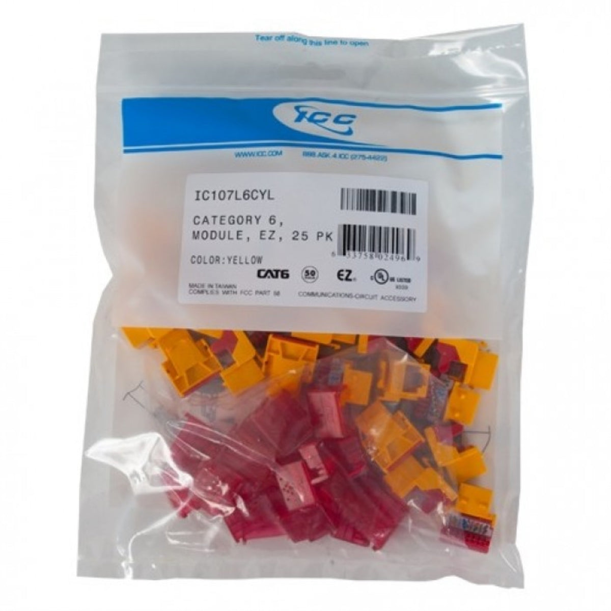 Ic107L6Cyl Cat6 Ez 25 Pk Yellow